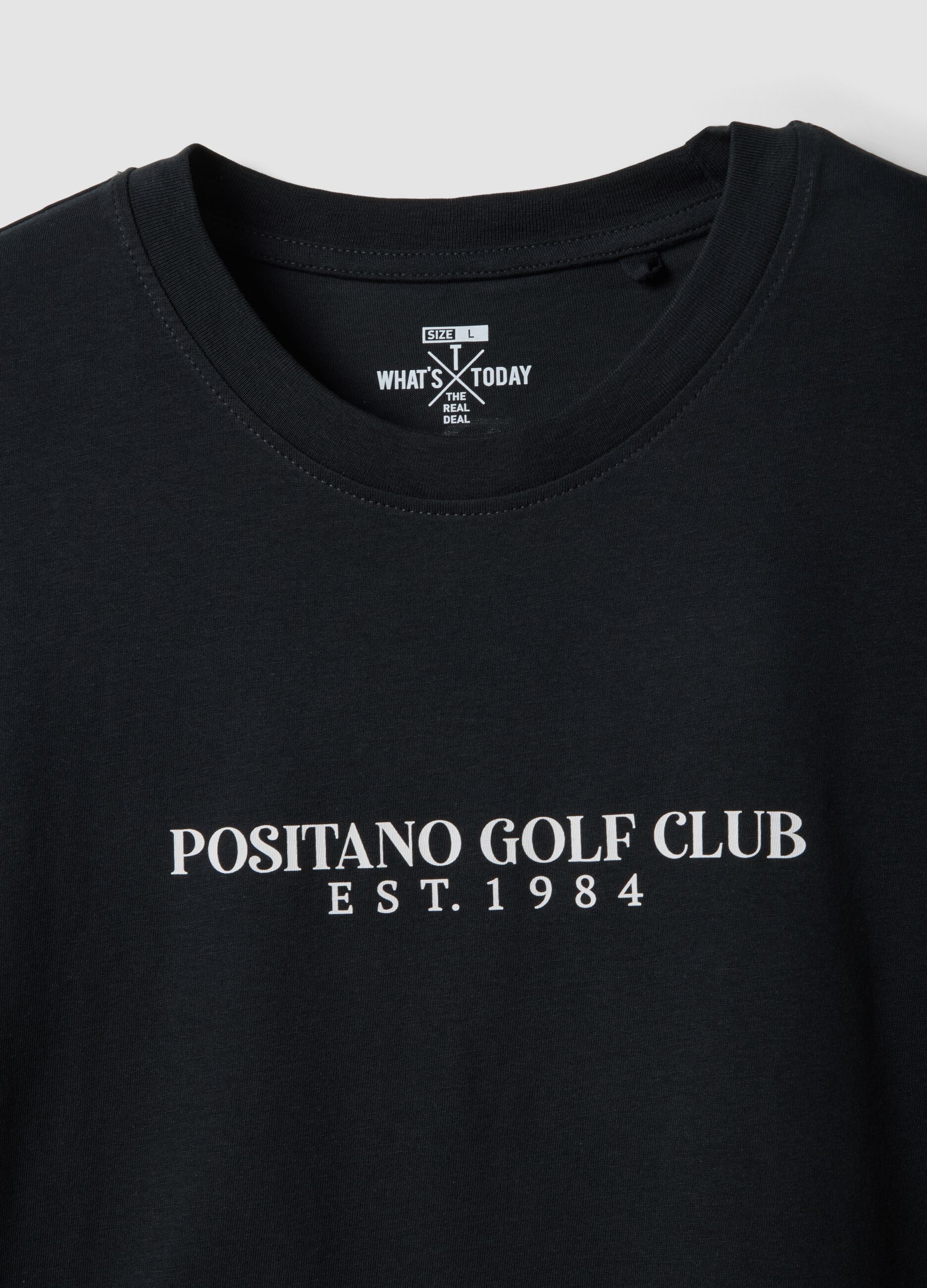 Black slogan T-shirt in pure cotton, regular fit