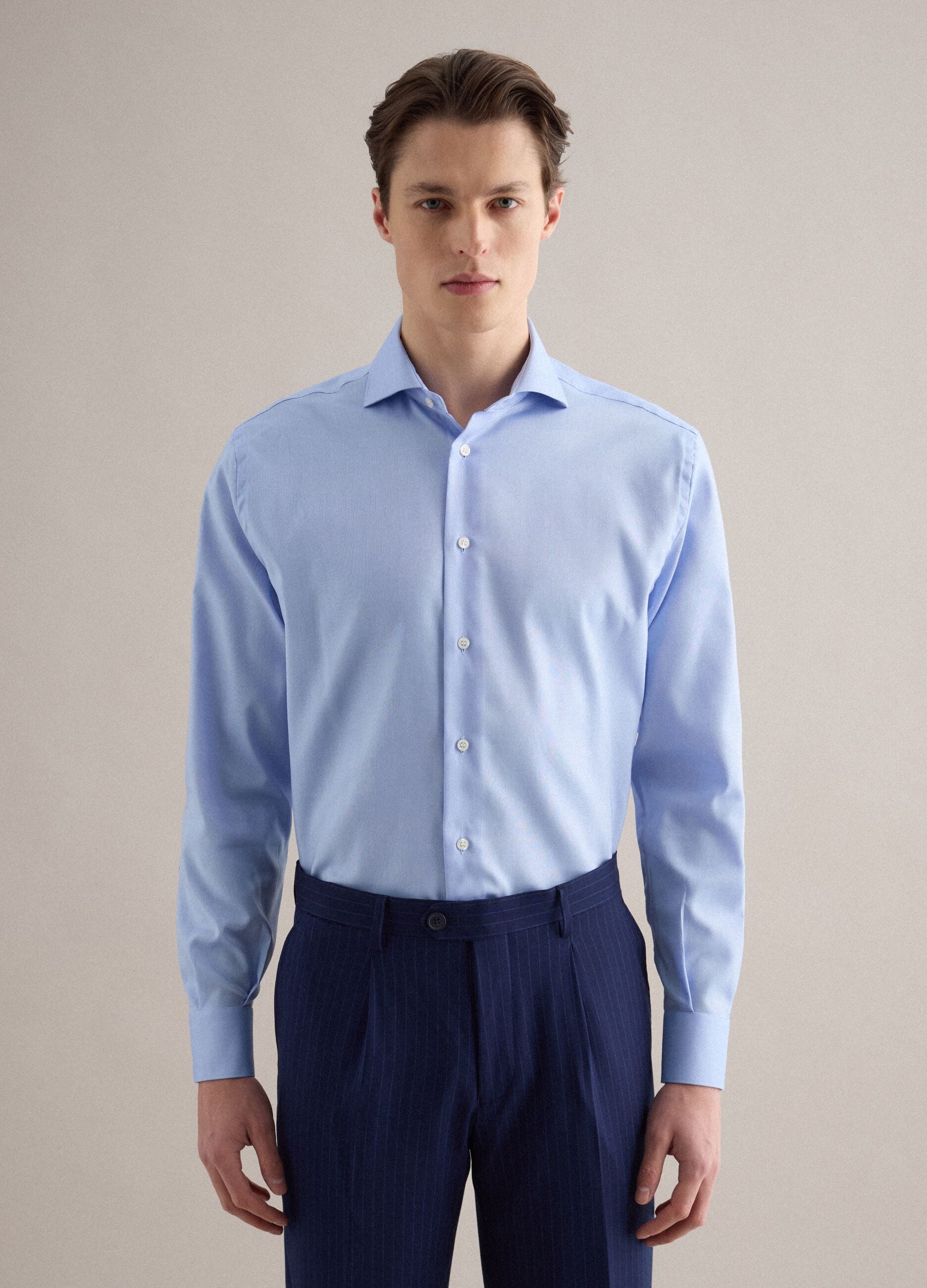 Camicia in puro cotone azzurra regular fit