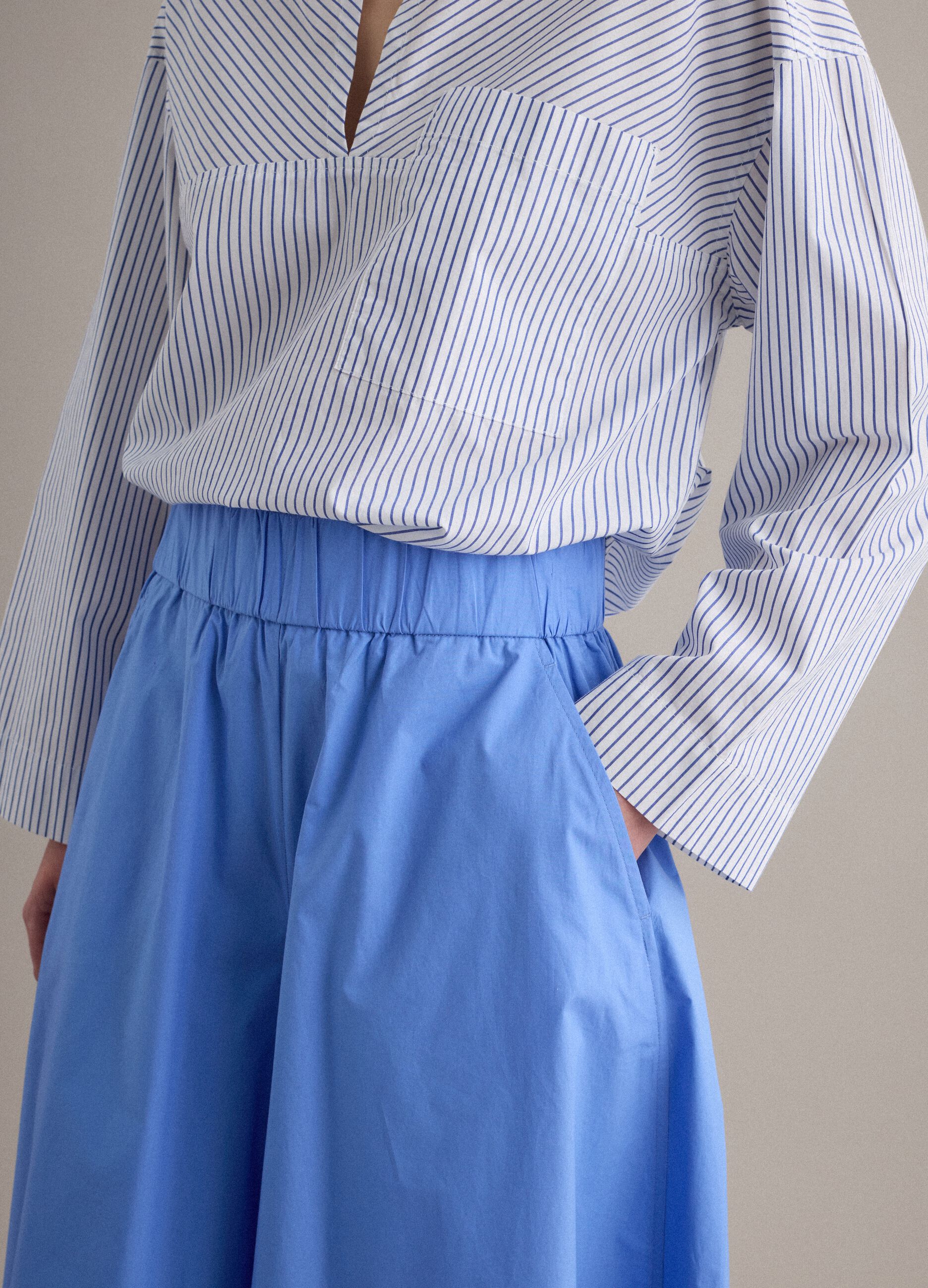 Long sky-blue skirt in pure cotton