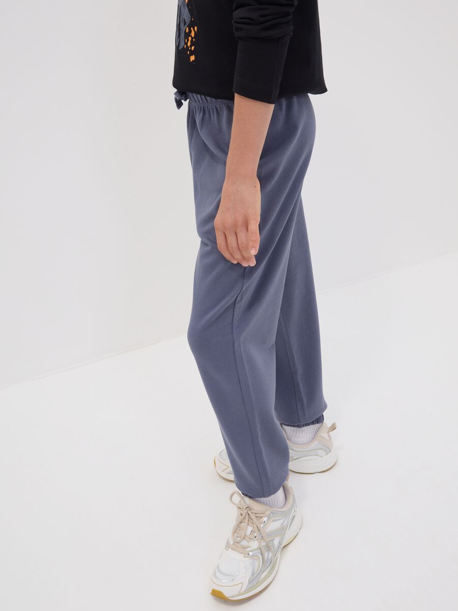 Grey organic cotton jogger trousers for boys, relaxed fit_2