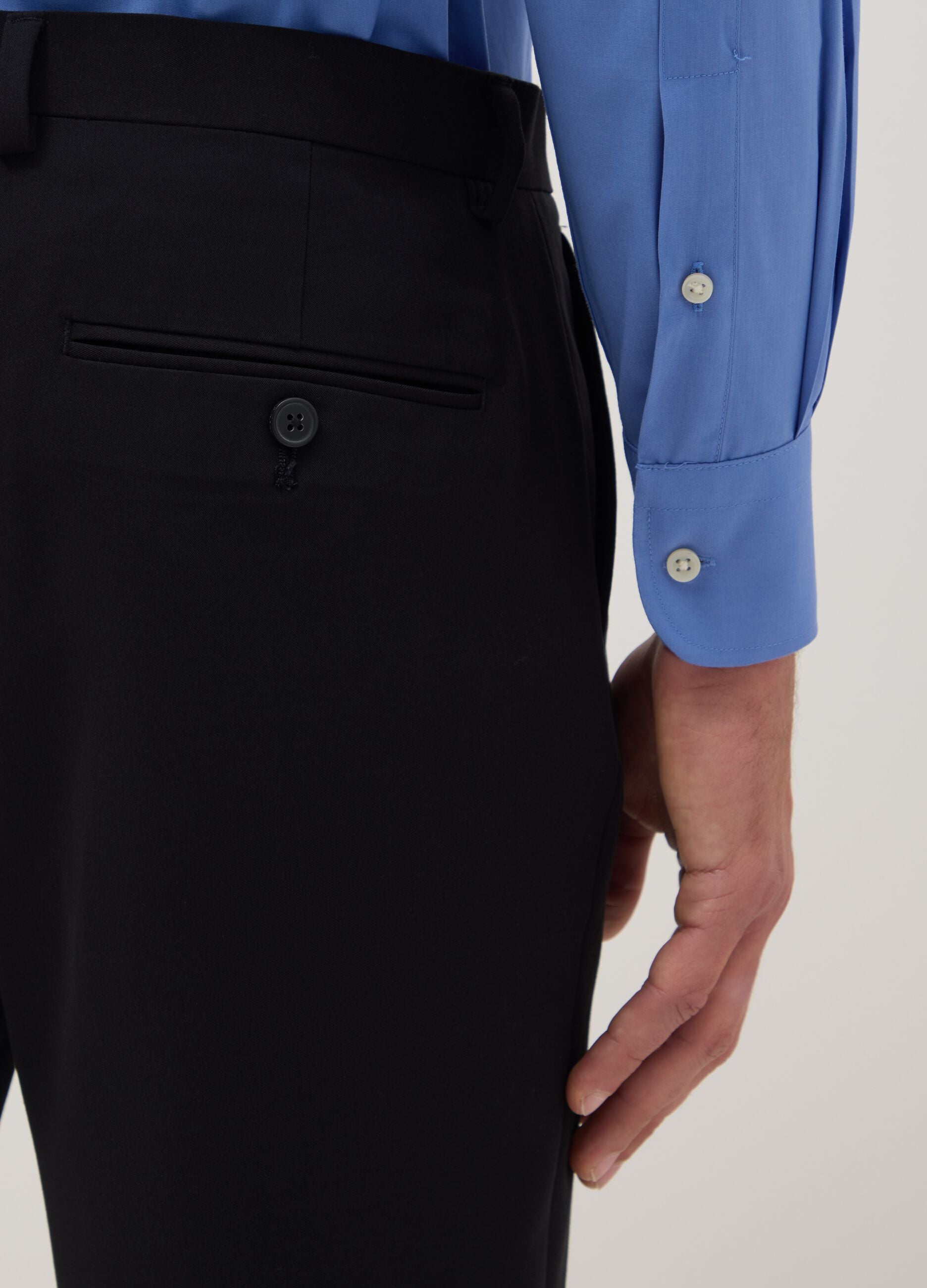 Regular Fit Easy Iron Blue Shirt with Button-Down Collar