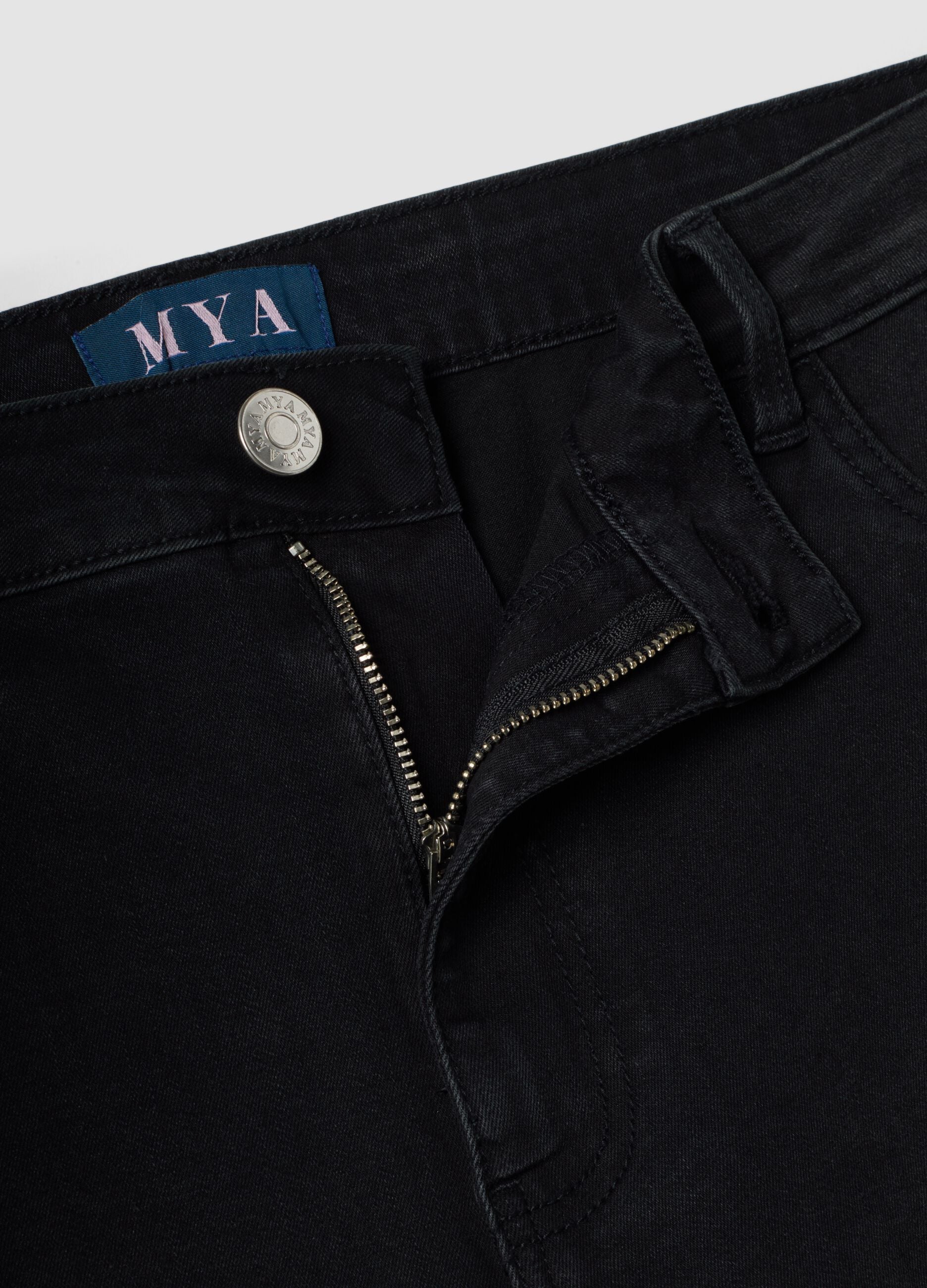 Black stretch cotton and viscose denim jeans &ndash; bootcut fit