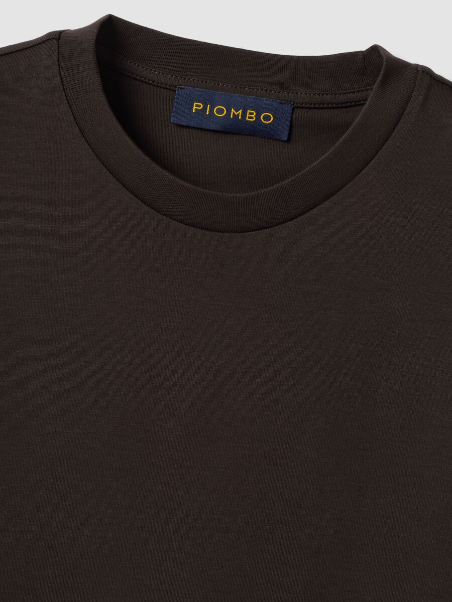 Brown crew-neck T-shirt in pure Supima cotton, regular fit_2
