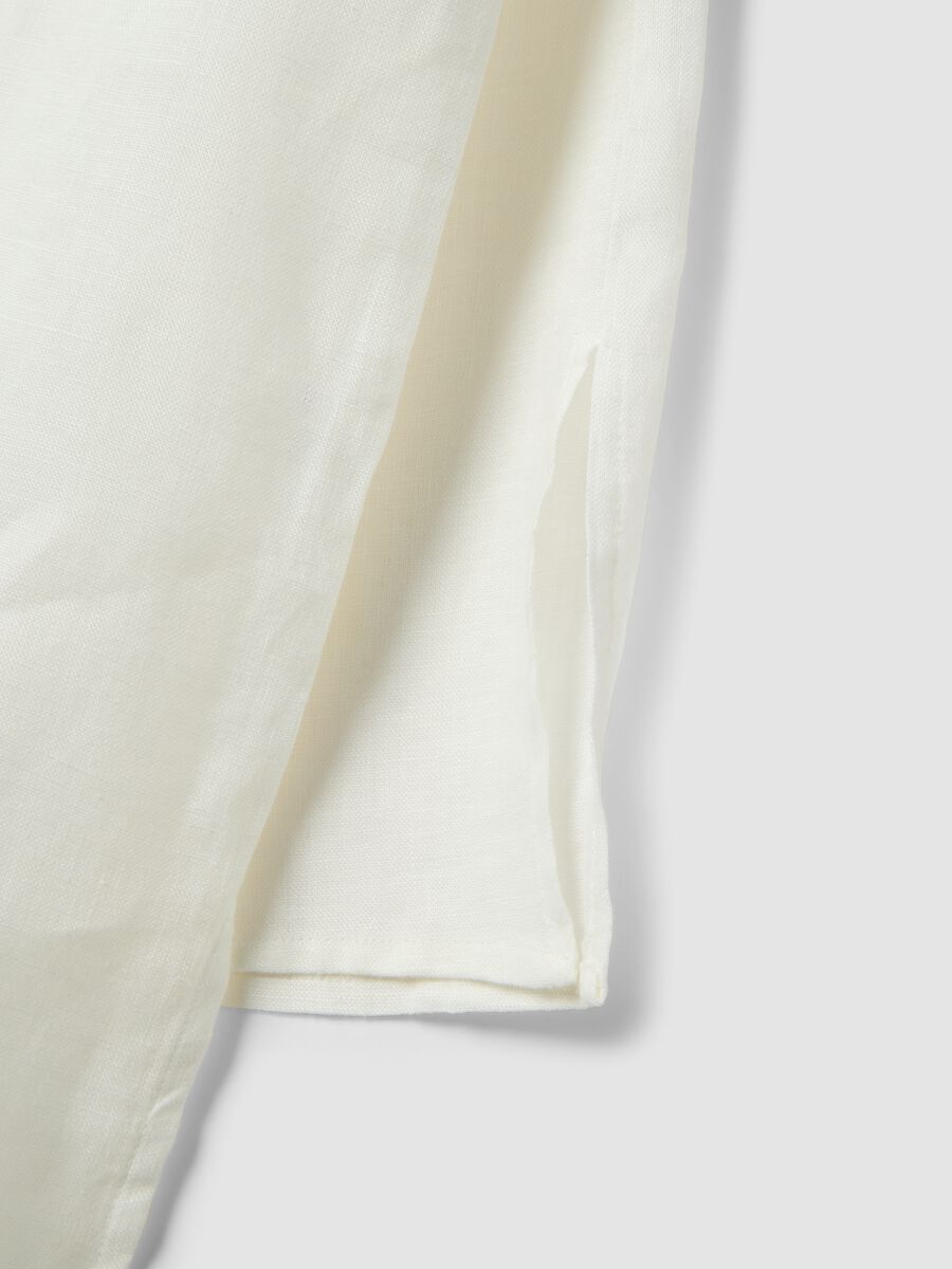 White pure linen oversized shirt_5