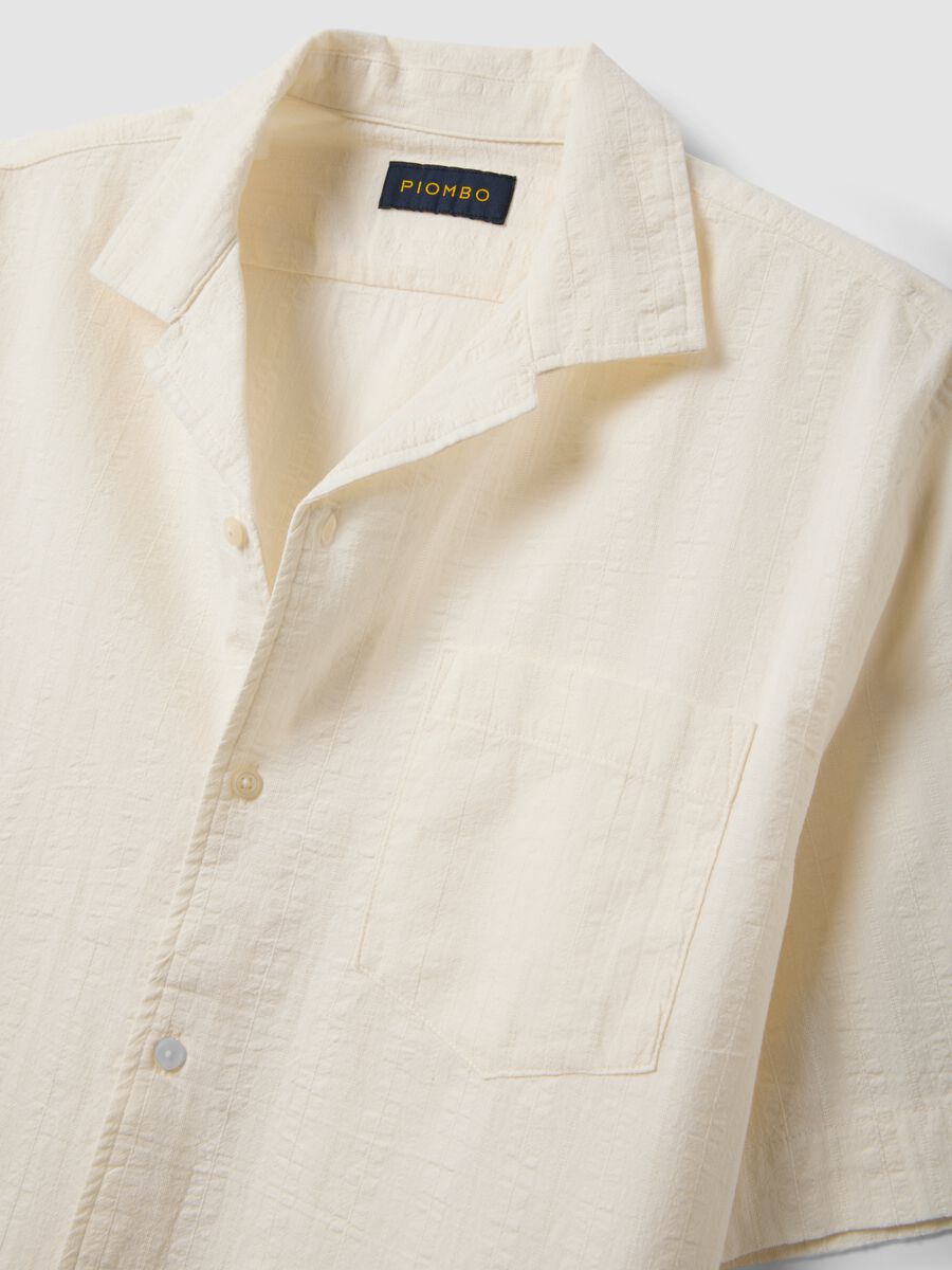 White pure organic cotton bowling-collar shirt, regular fit_5