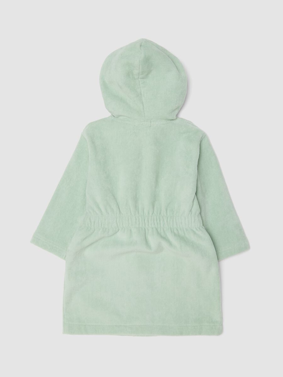 Green organic cotton dinosaur hooded bathrobe for babies and toddlers_1
