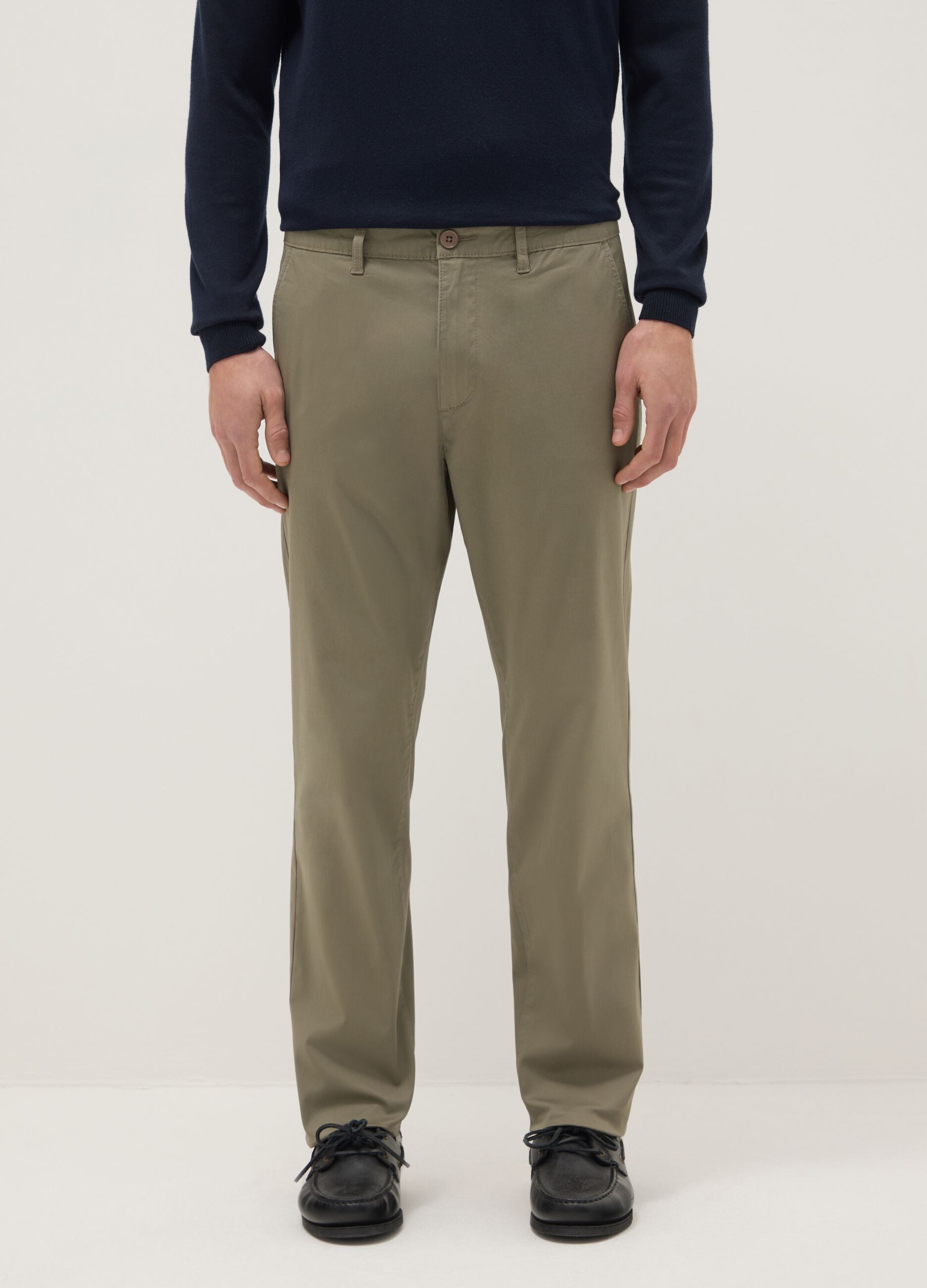 Beige chino trousers in stretch cotton slim fit