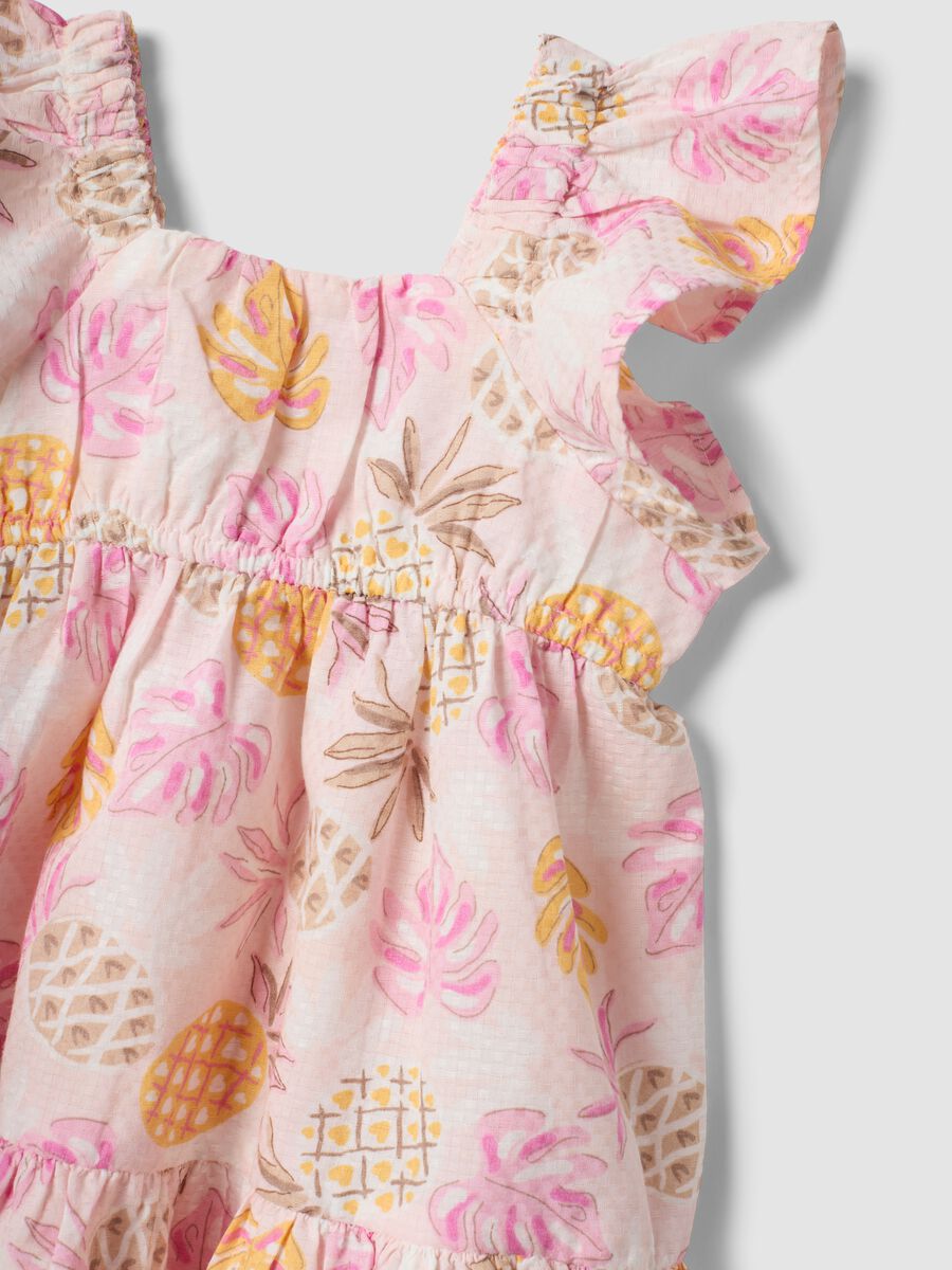 Abito rosa in puro cotone con stampa tropicale_3