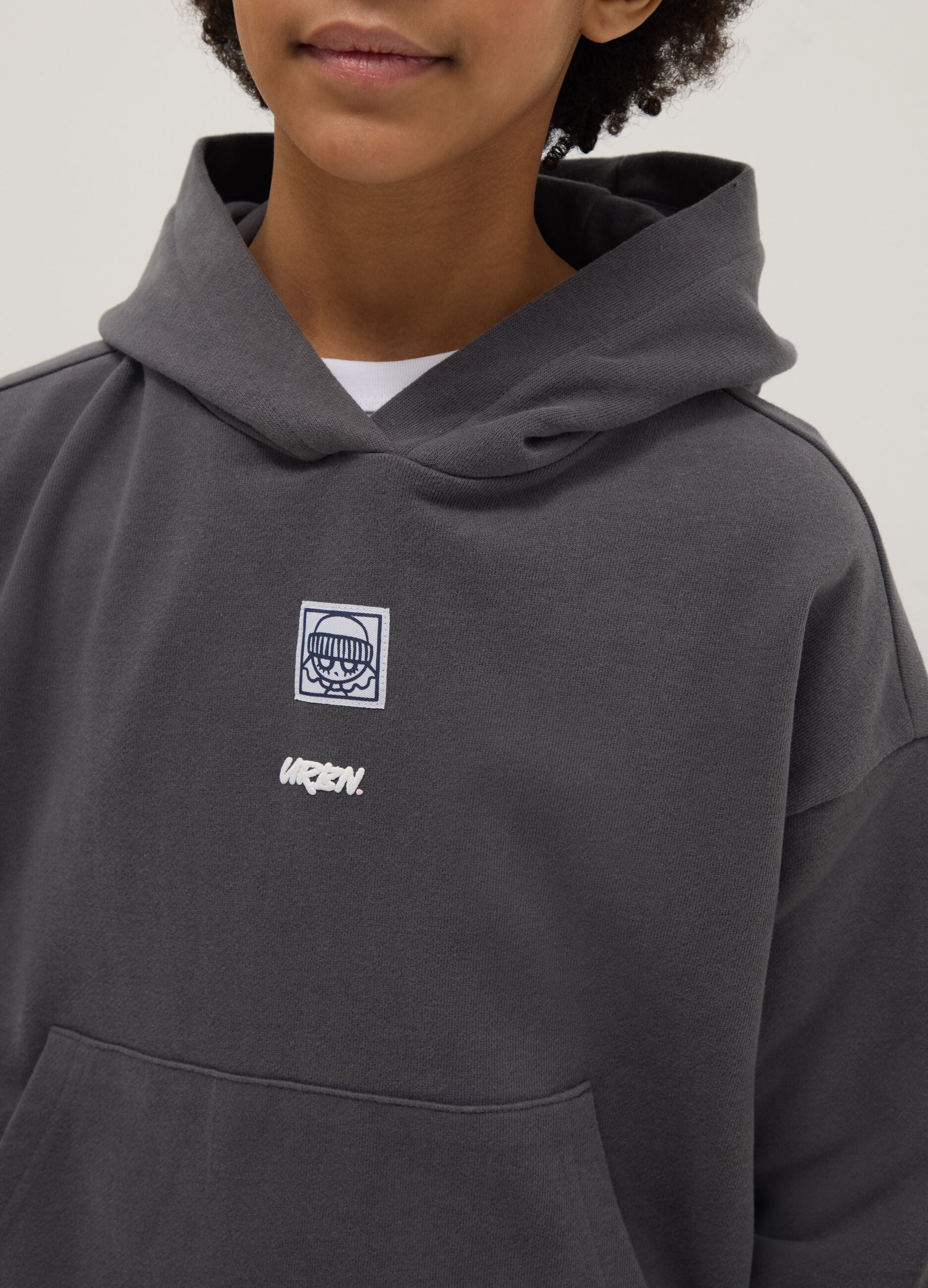 Grey pure cotton hoodie for girls regular fit