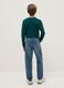 Blue cotton blend regular fit jeans with elastic waistband_1