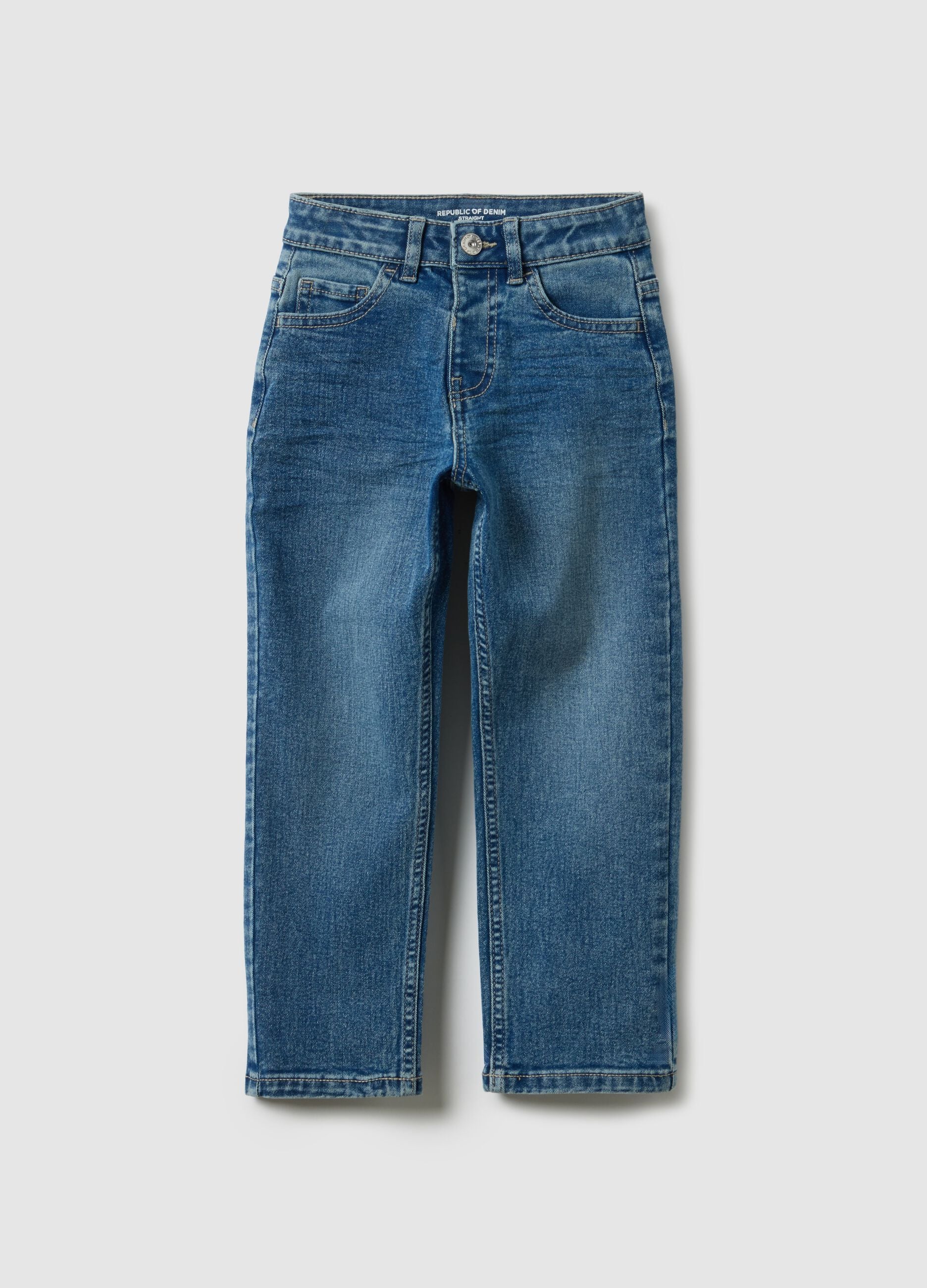 Kids' Straight Blue Stretch Denim Jeans