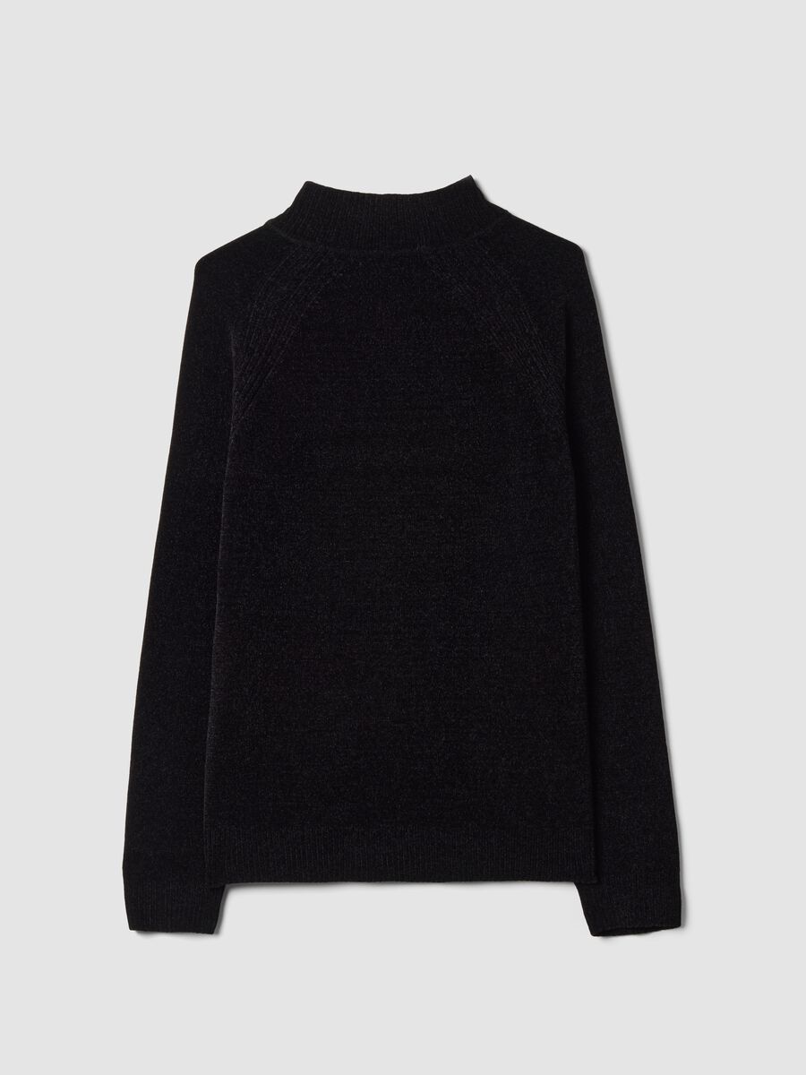 Black full-zip cardigan with collar, regular fit_6