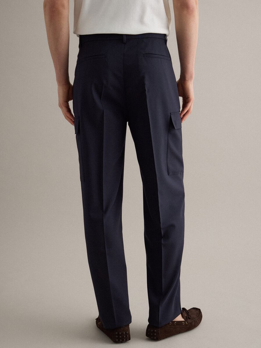 Pantaloni cargo eleganti blu regular fit_3
