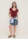 Red pure cotton V-neck regular fit T-shirt_1