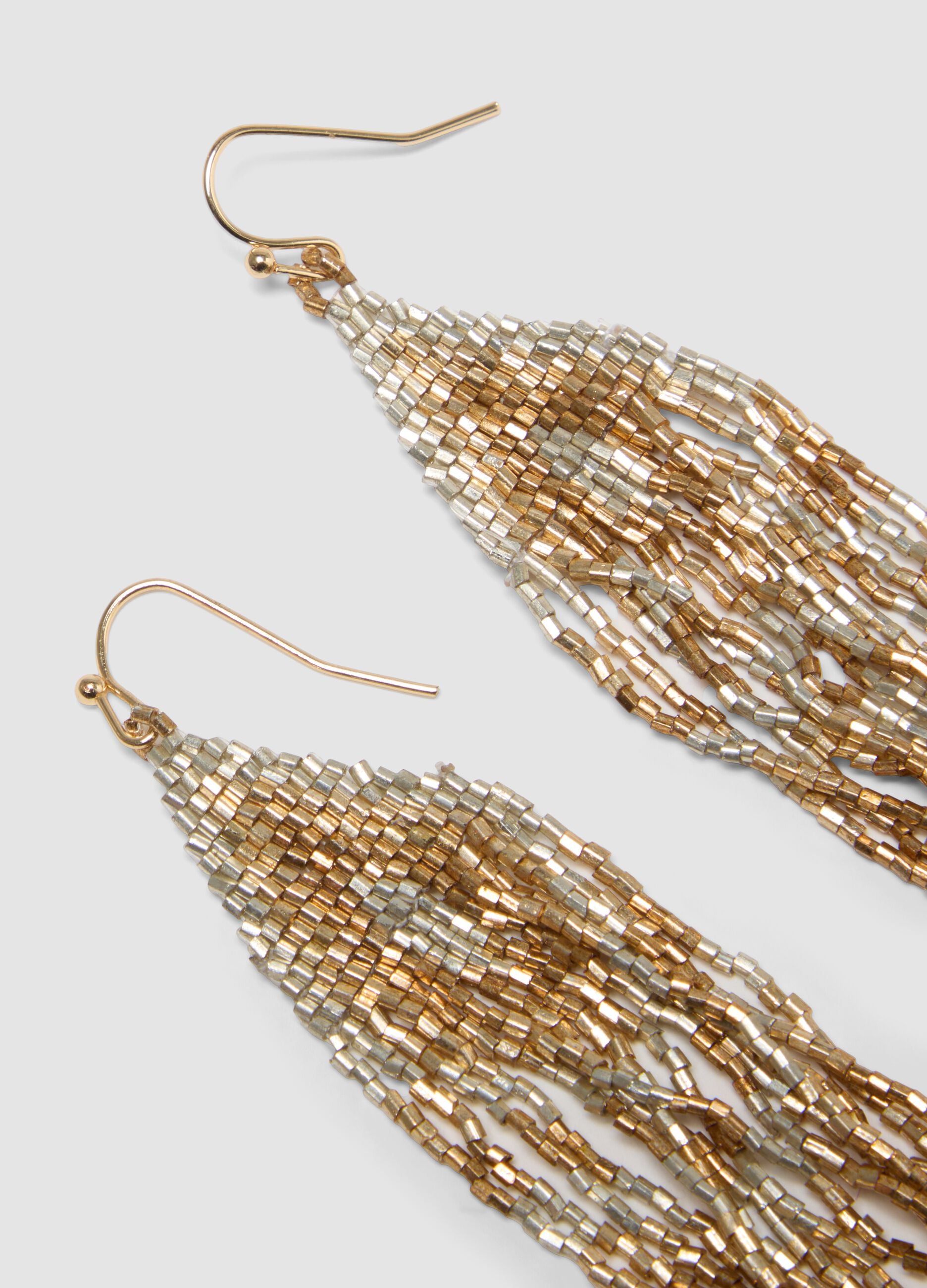 Dangling Earrings with Multicolour Glass Beads
