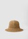 Beige pure paper-fabric hat with coloured threads_0