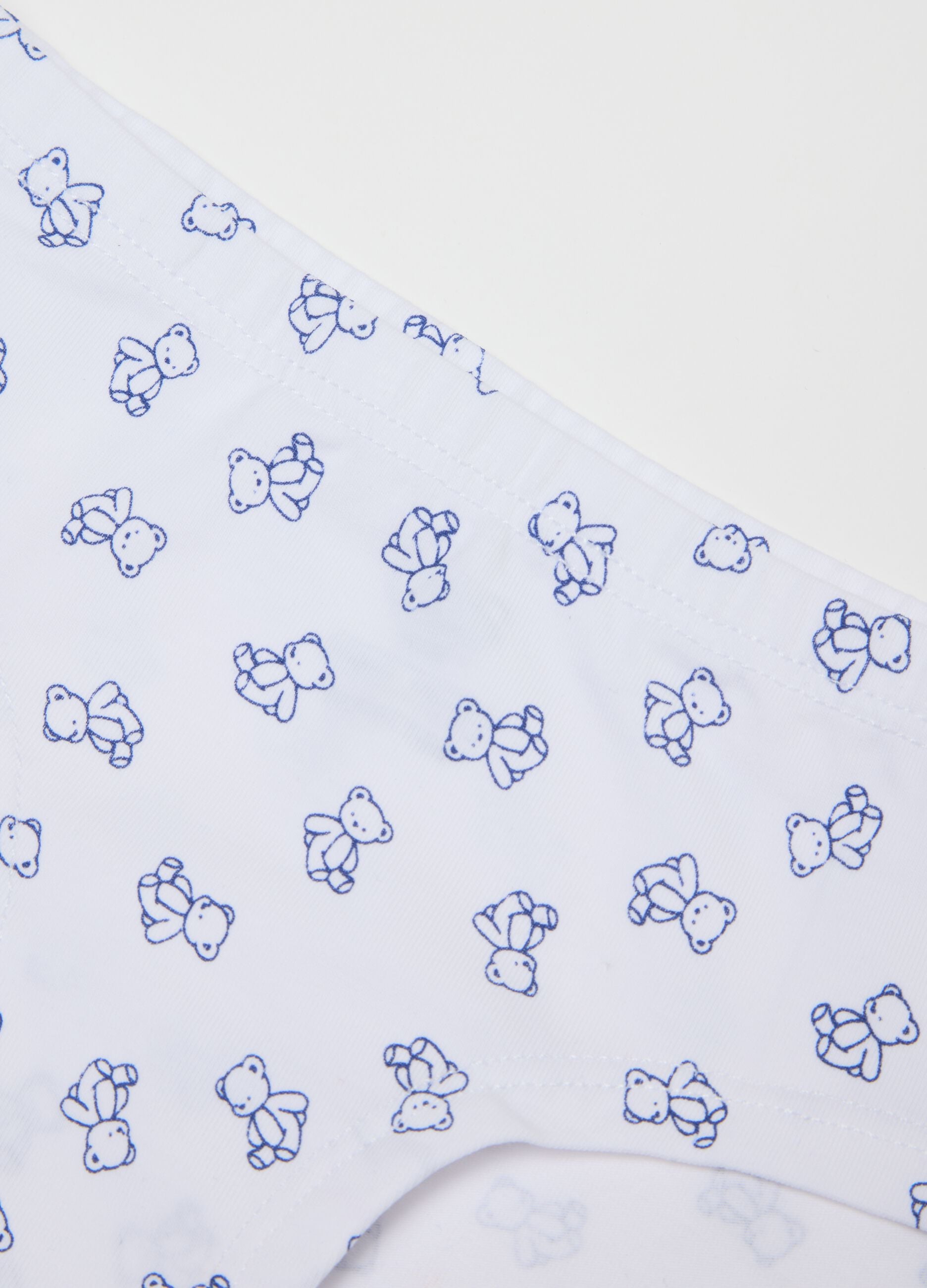 Multicolour Stretch Cotton Girls' Briefs with Teddy Bears