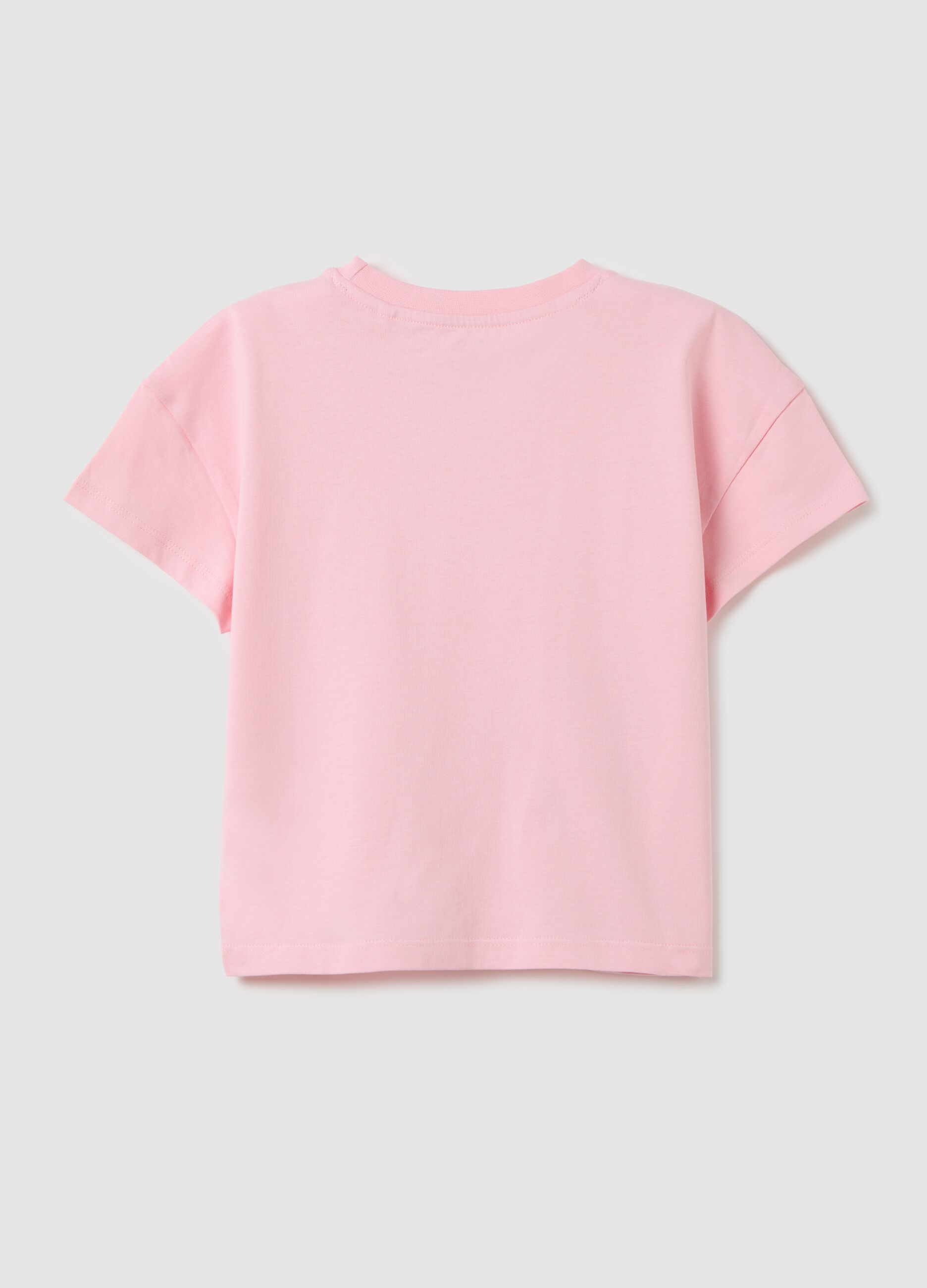 Girls&rsquo; pink regular-fit T-shirt in 100% cotton with print