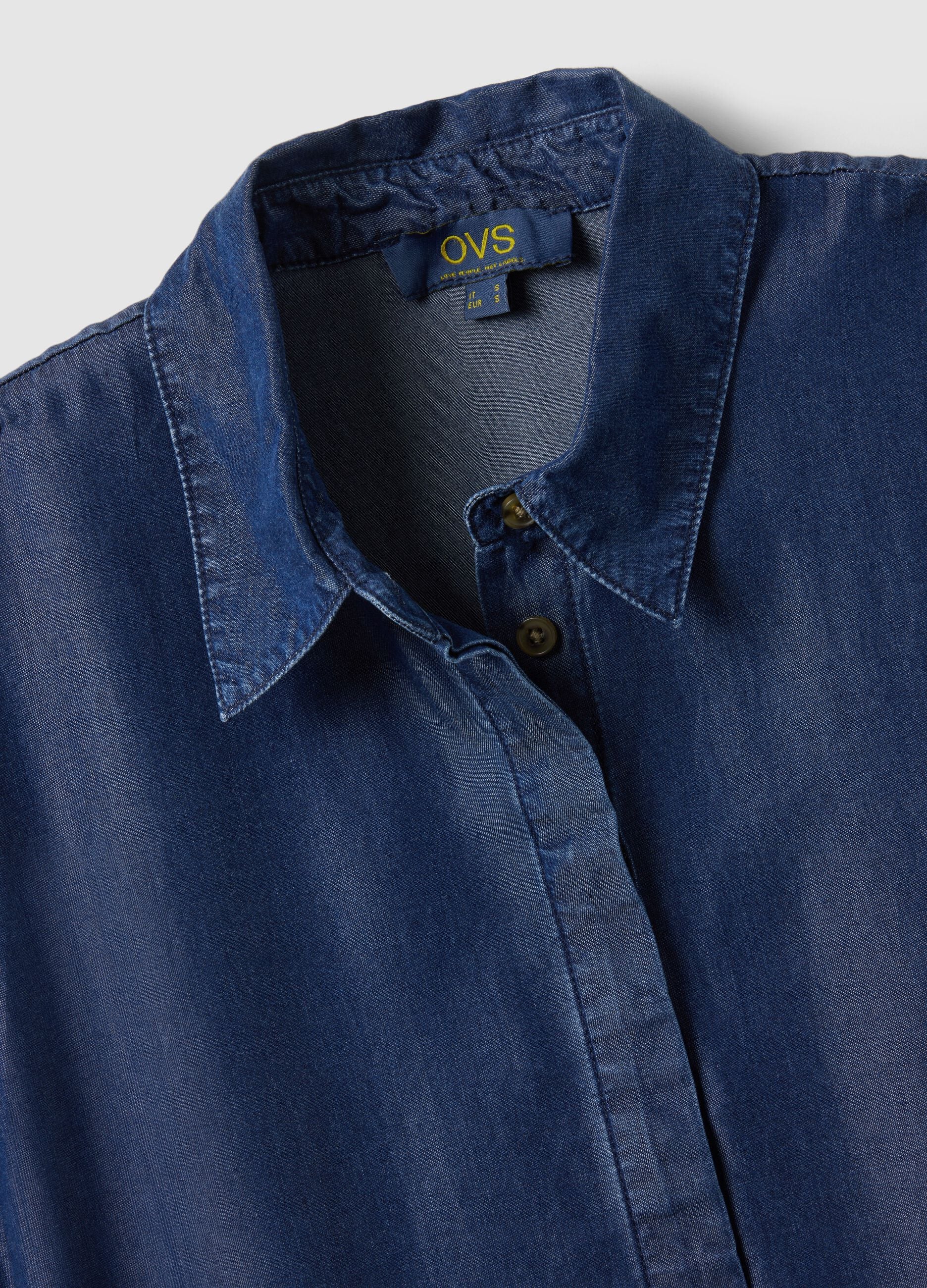 Pure blue lyocell dress in regular fit