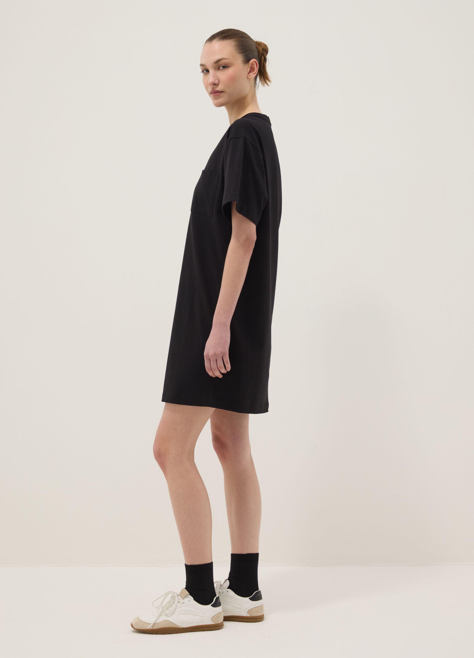 Black pure cotton relaxed-fit dress
