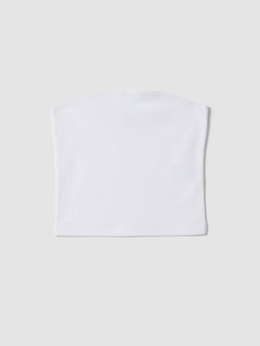 Girls&rsquo; white fitted bandeau top in stretch cotton_3