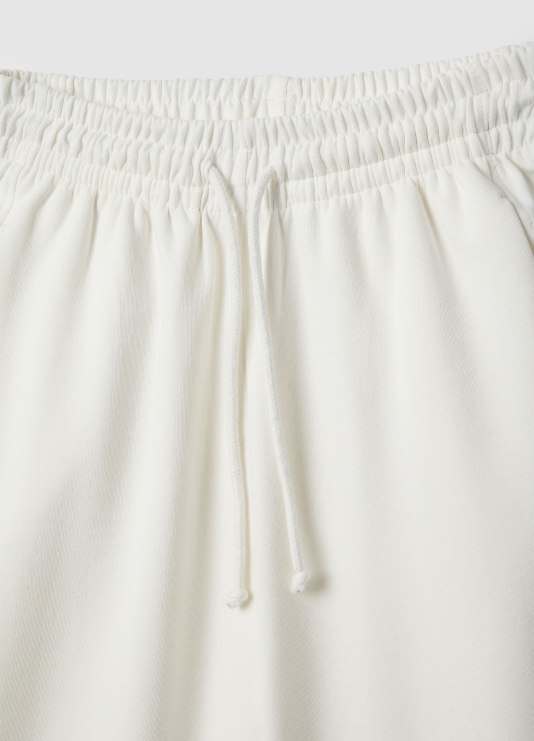 White Stretch Cotton Baggy Trousers