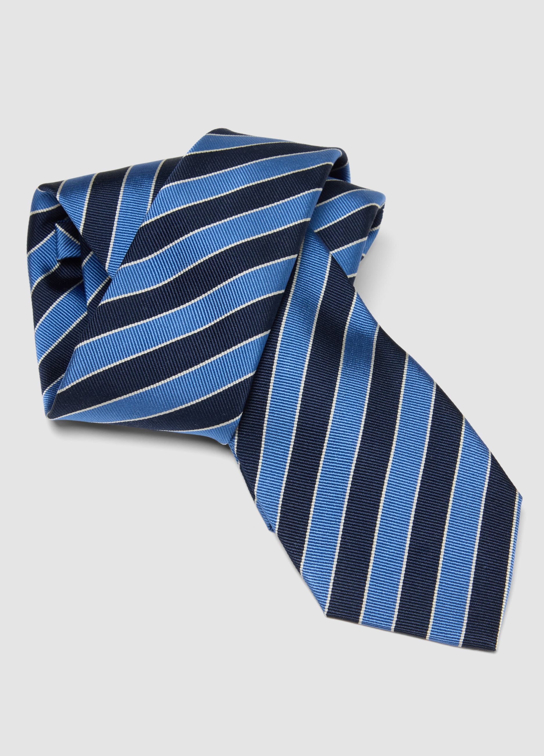 Multicolour striped pure silk tie 8 cm wide