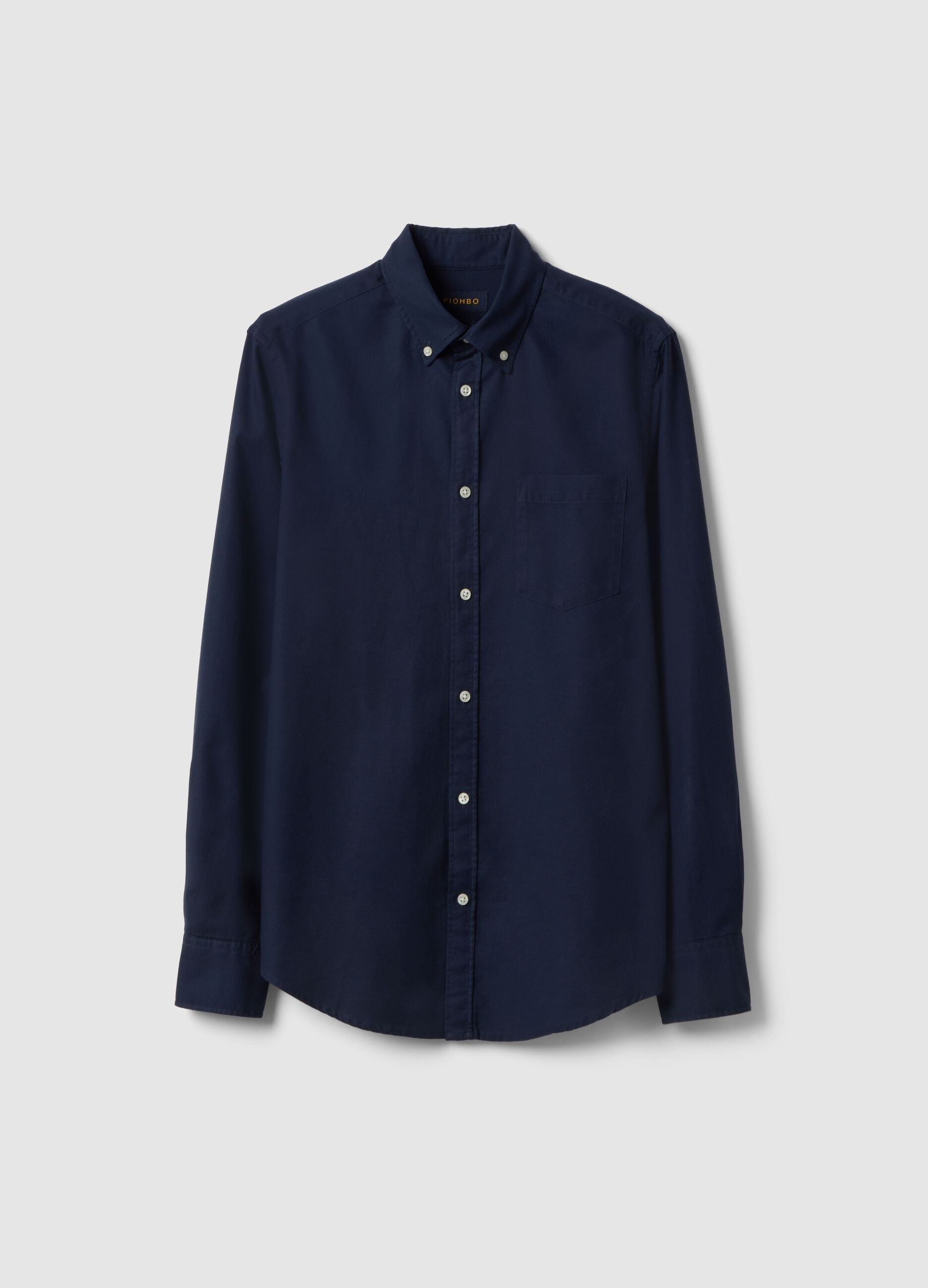 Long-sleeved blue shirt in pure cotton