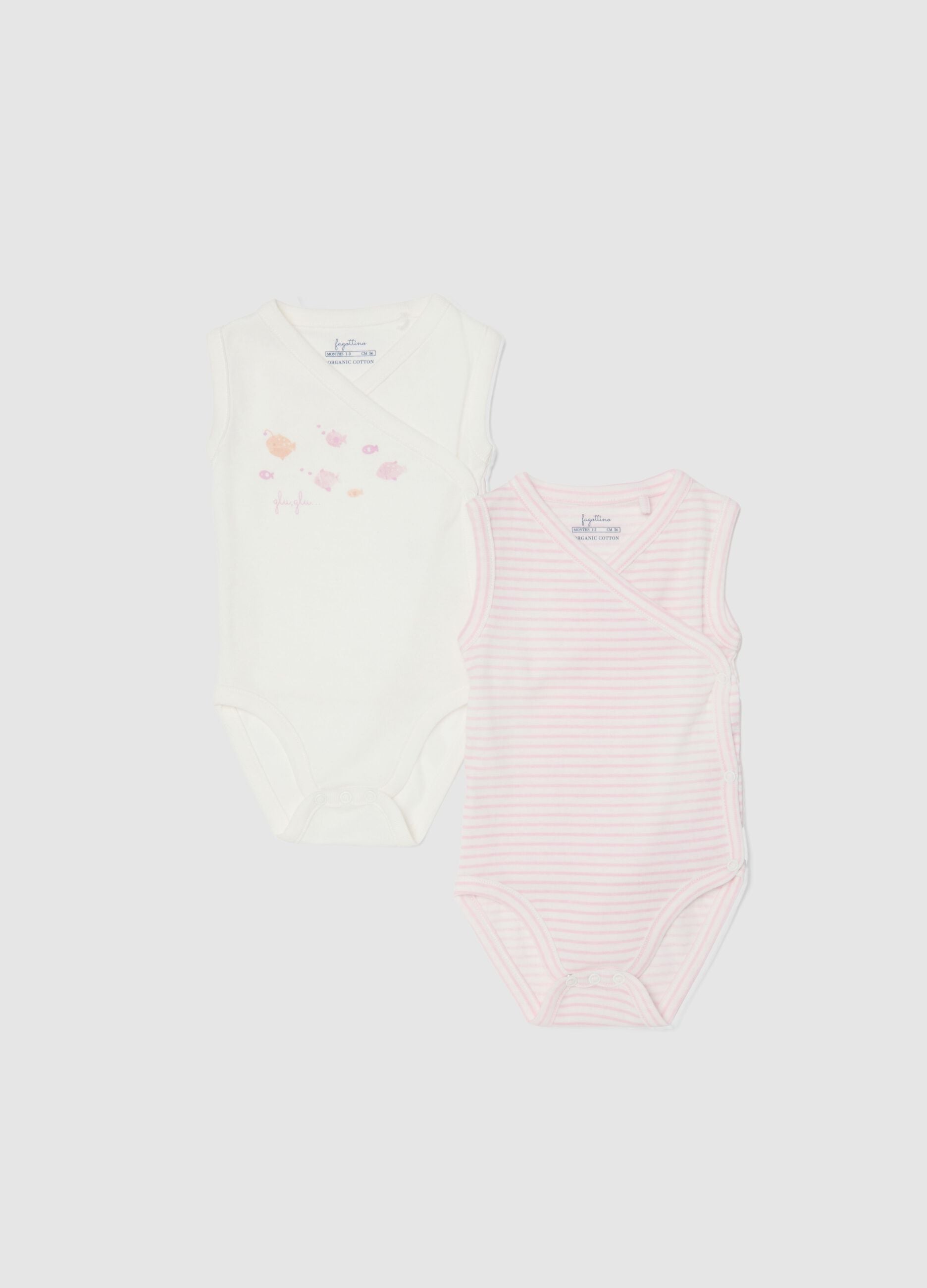 Two-pack multicolour pure cotton bodysuit regular fit for girls
