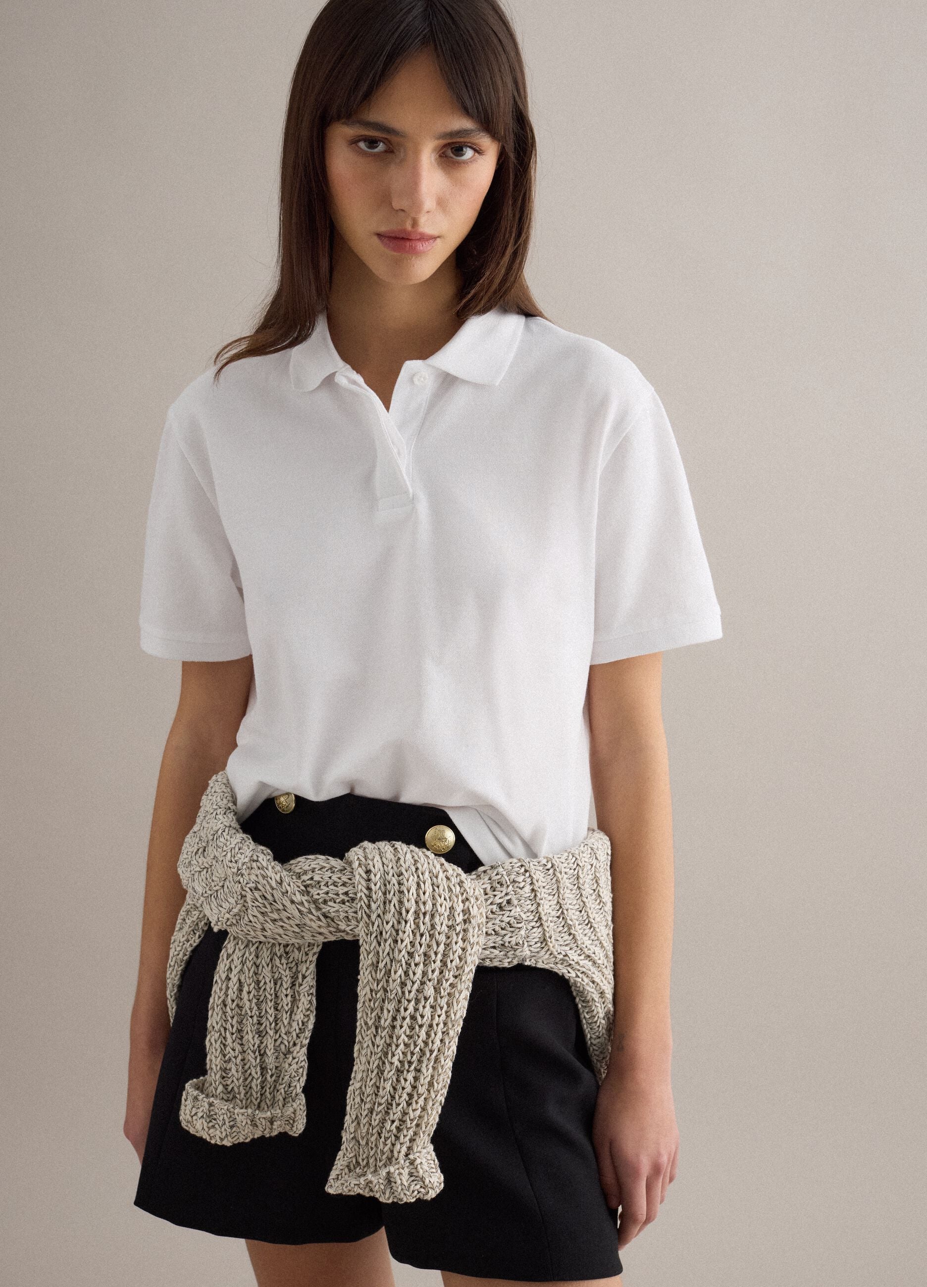 White pure cotton polo shirt regular fit