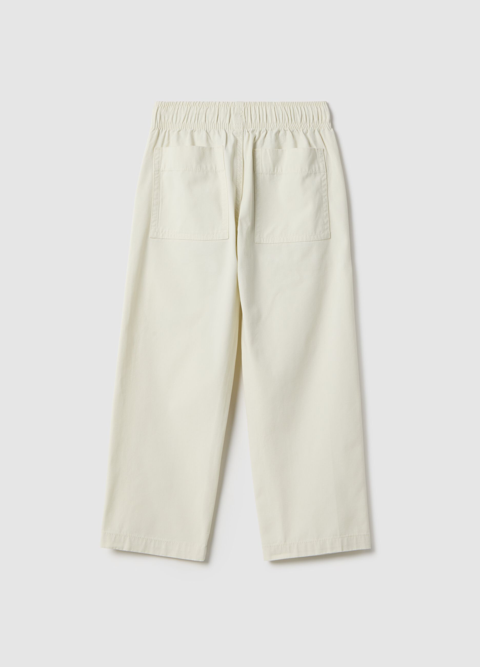 Children's straight jogger trousers in pure beige cotton