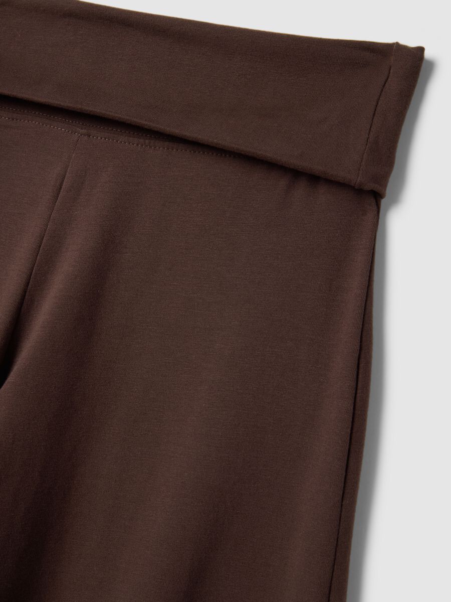 Wide leg stretchy cotton brown jogger trousers_5