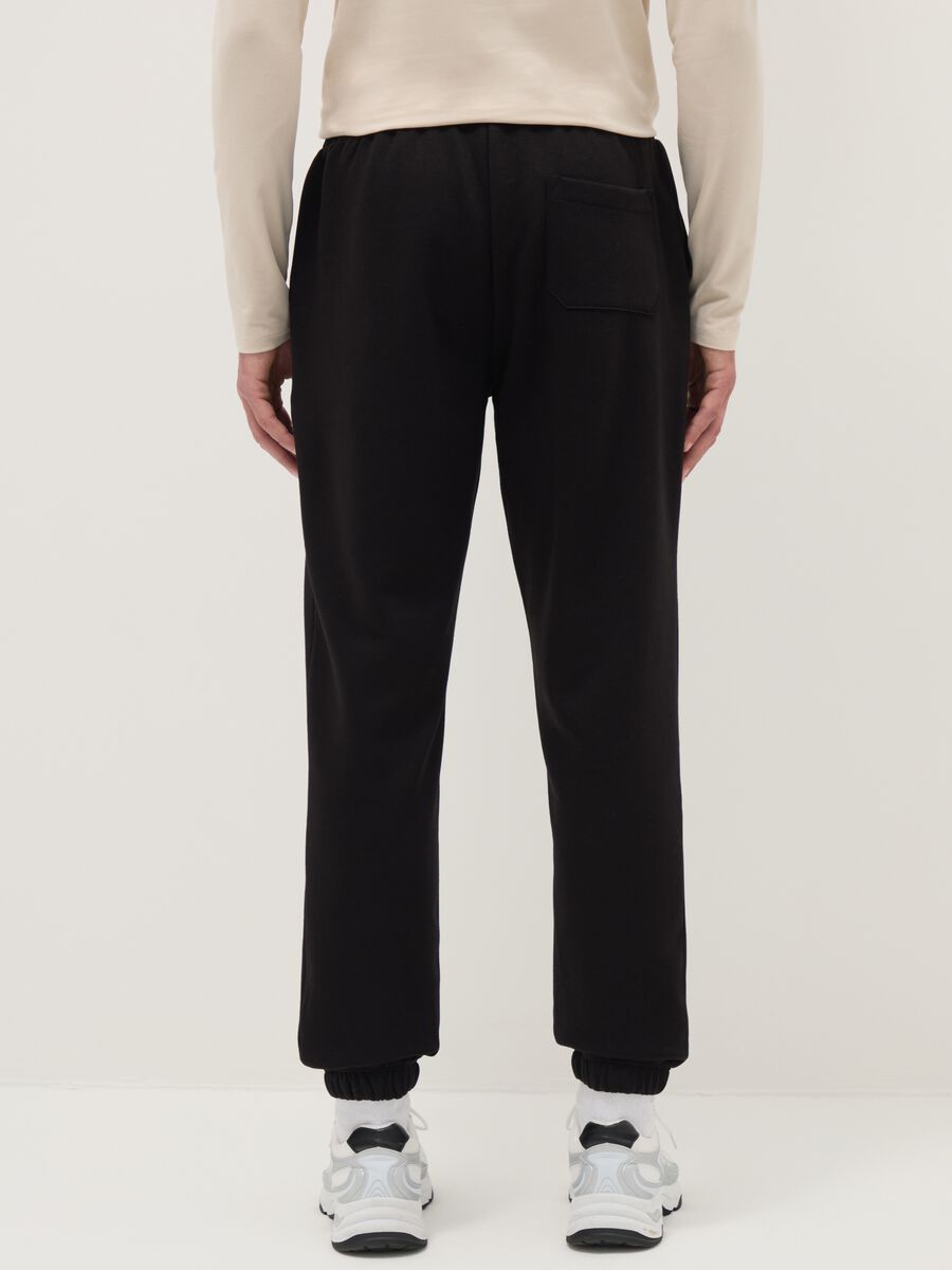 Black cotton blend regular fit jogger trousers_2