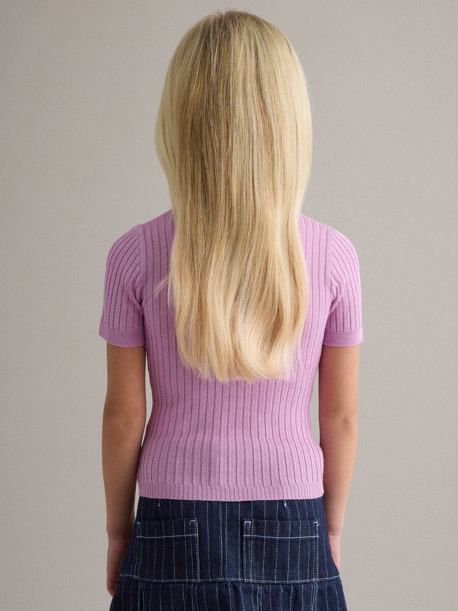 Girls' Regular Fit Purple Ribbed Viscose Blend Jumper_1
