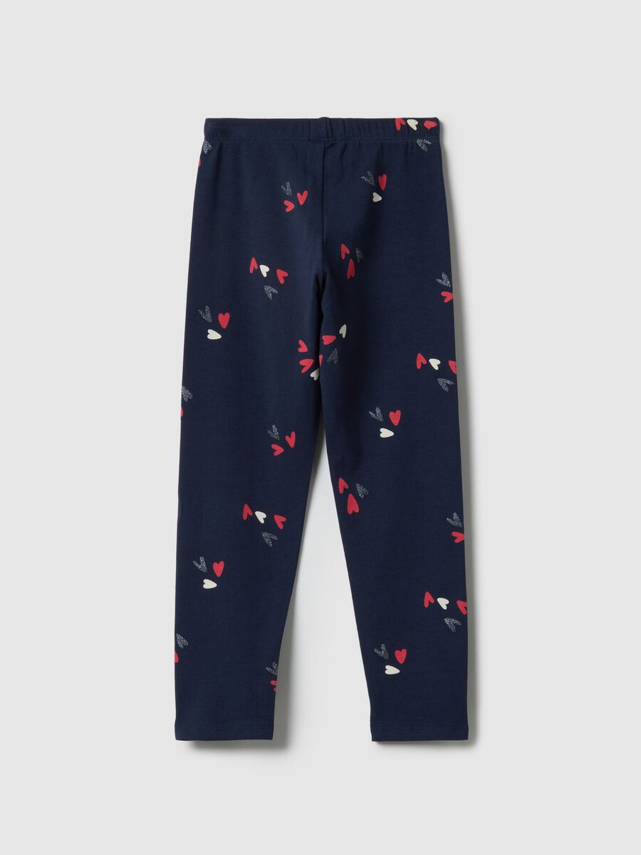 Blue stretch cotton slim fit leggings for girls_1
