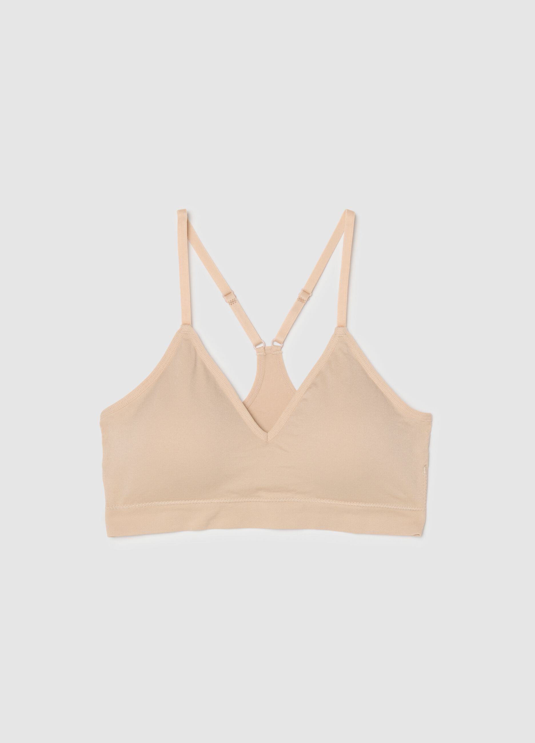 Beige bralette bra with removable padding