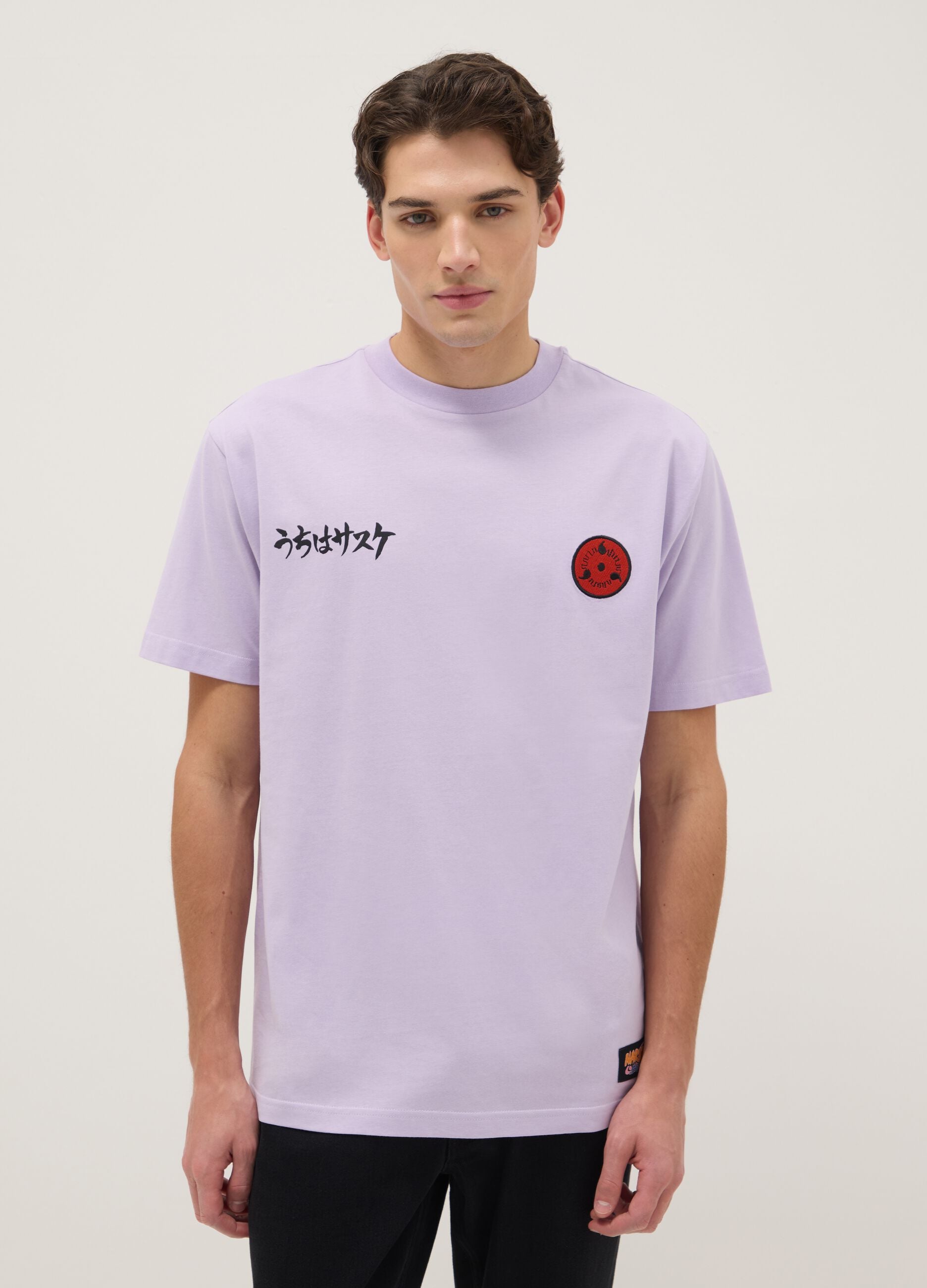 Black pure cotton regular fit T-shirt with print