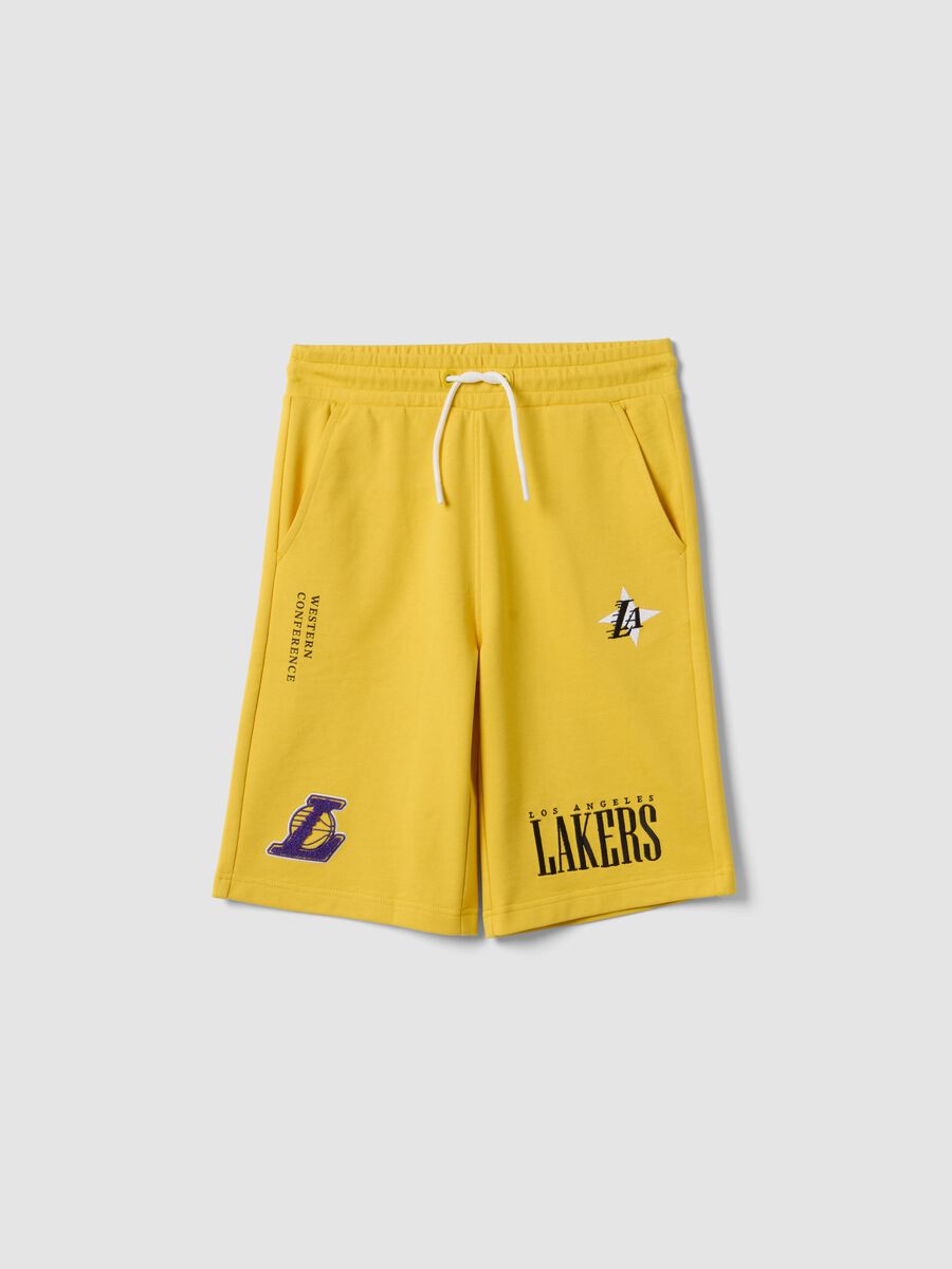 Yellow cotton-blend shorts_3