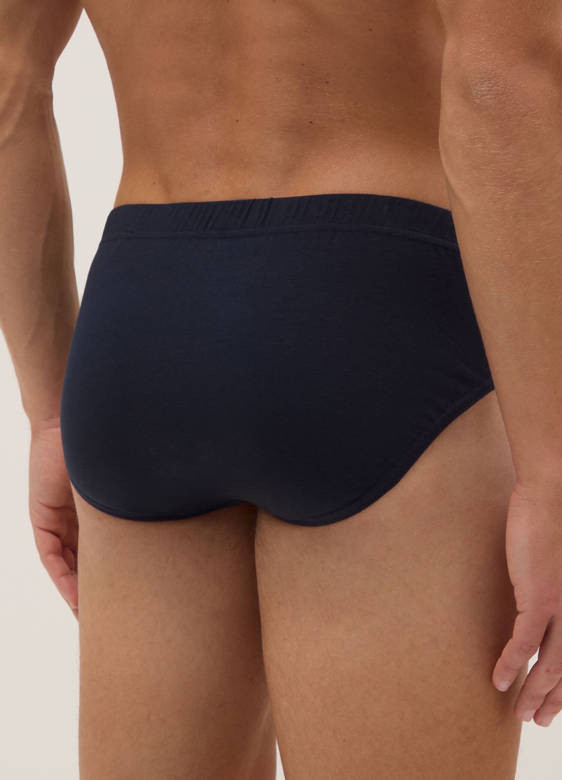 Blue stretch cotton briefs with a snug fit
