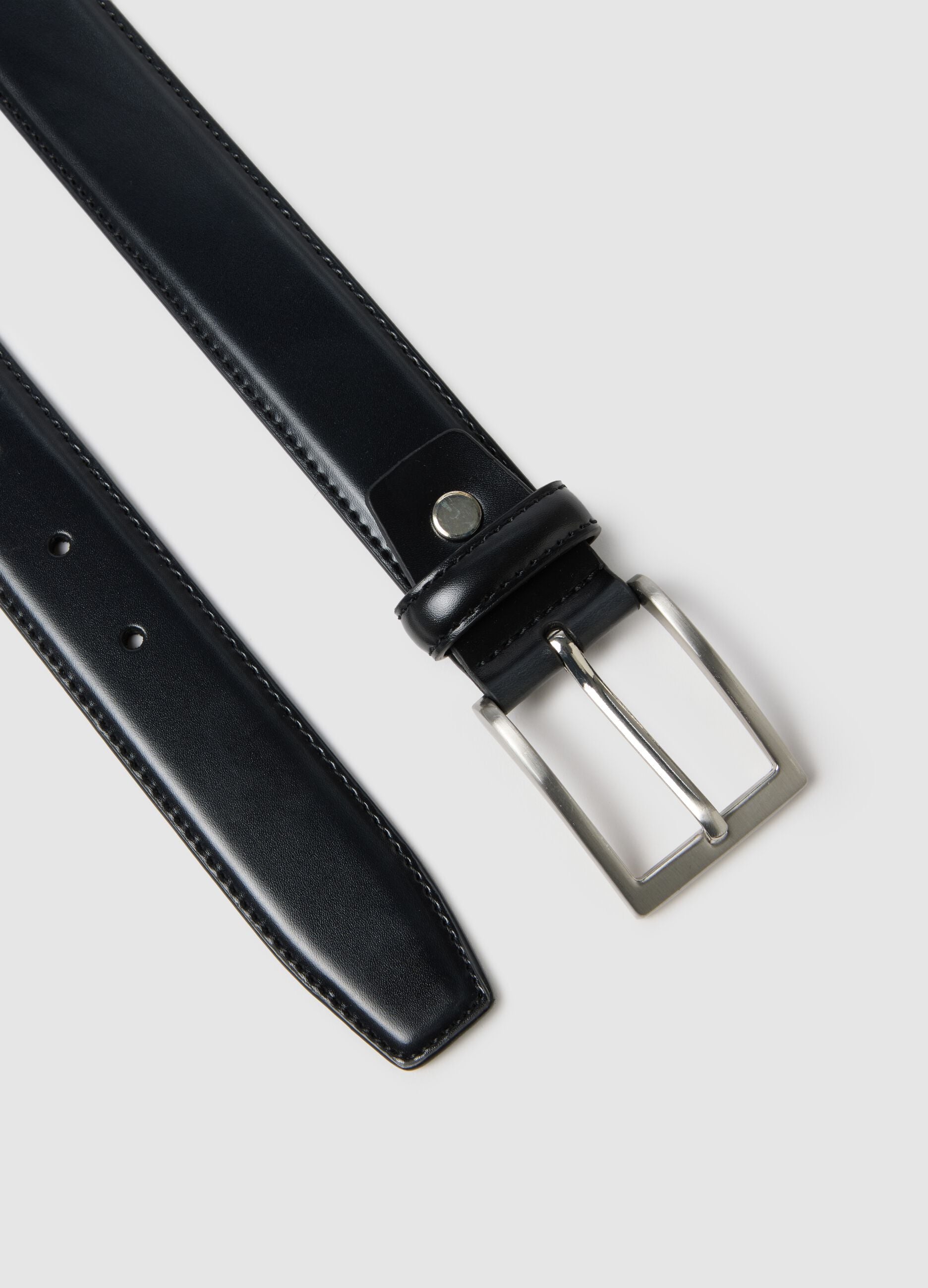 Black genuine leather belt