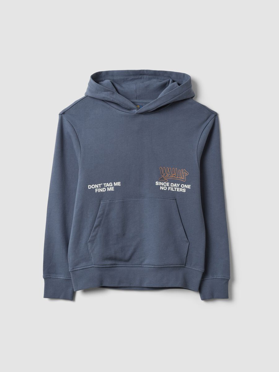 Grey oversized pure cotton hoodie for boys_0