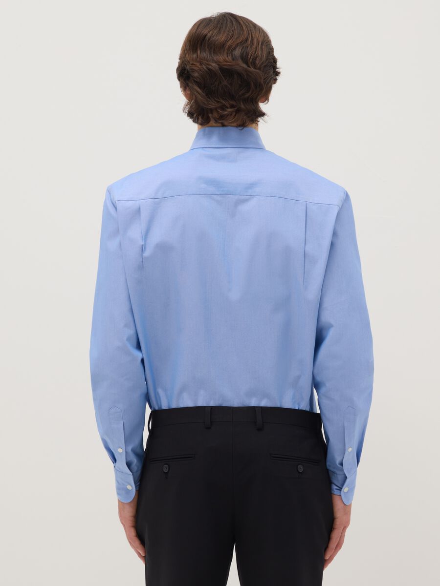 Blue cotton blend shirt regular fit easy iron_2