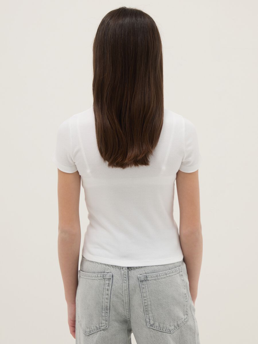 White fitted stretch cotton t-shirt for girls_1
