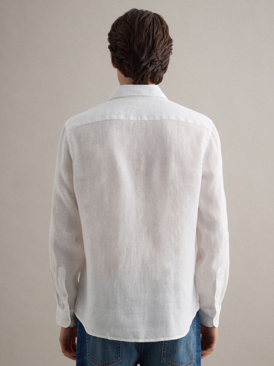 White Pure Linen Long-Sleeve Shirt, Regular Fit_3