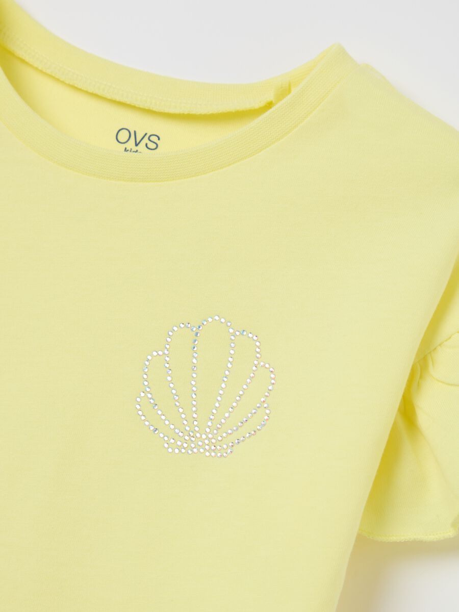 Yellow T-shirt in cotton with diamant&eacute;s_2