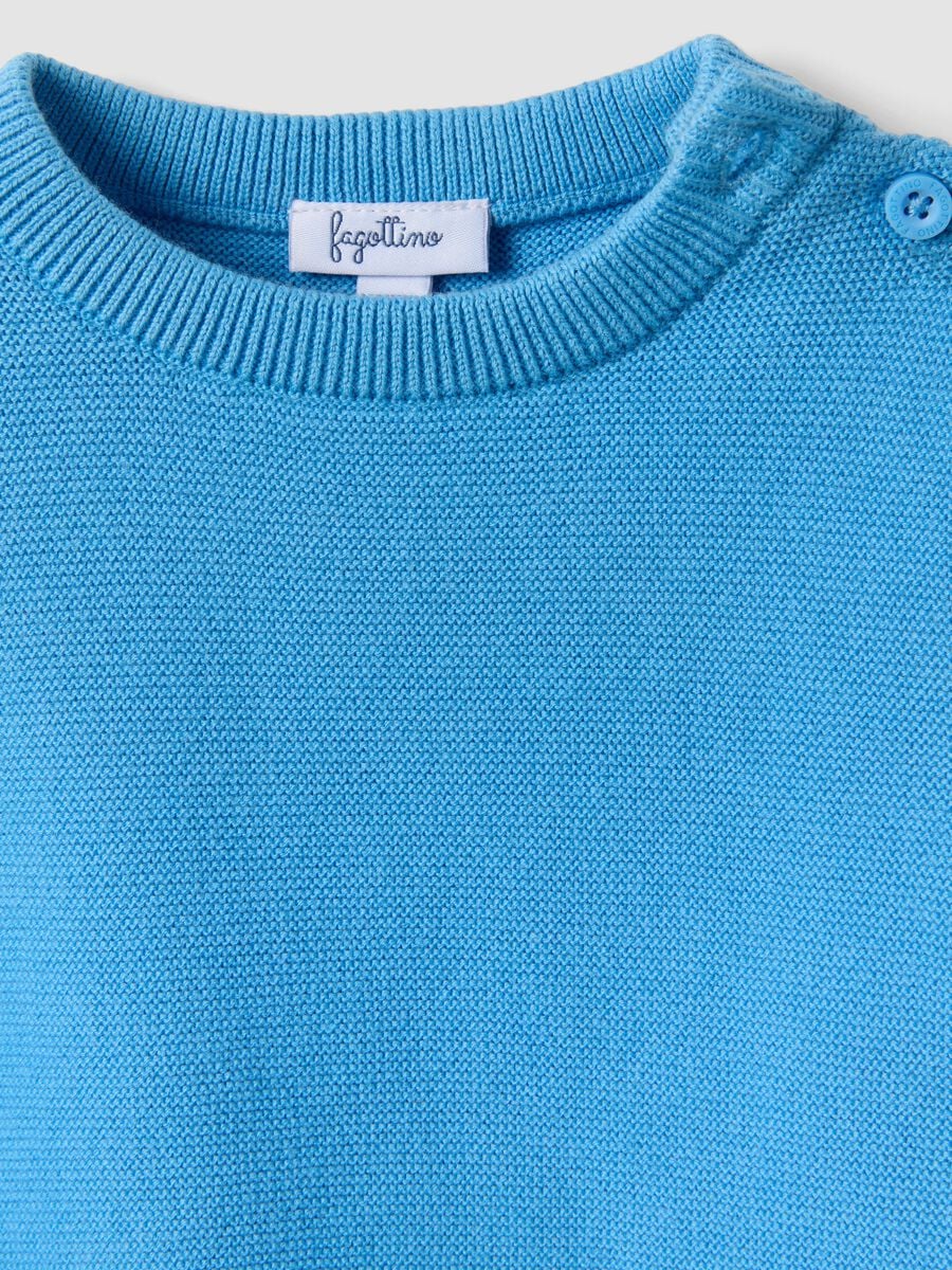 Maglia azzurra in puro cotone a girocollo in maglia regular fit per bimbo_2