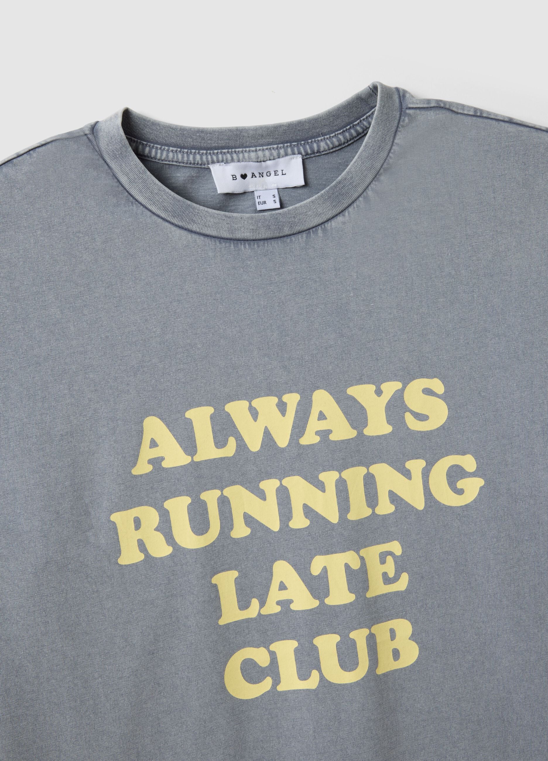 Grey pure cotton relaxed fit T-shirt with print