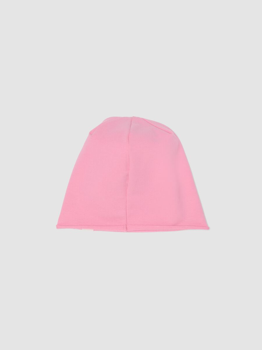Girls&rsquo; Pink Stretch Cotton Jersey Hat with Lilo & Stitch Print_1