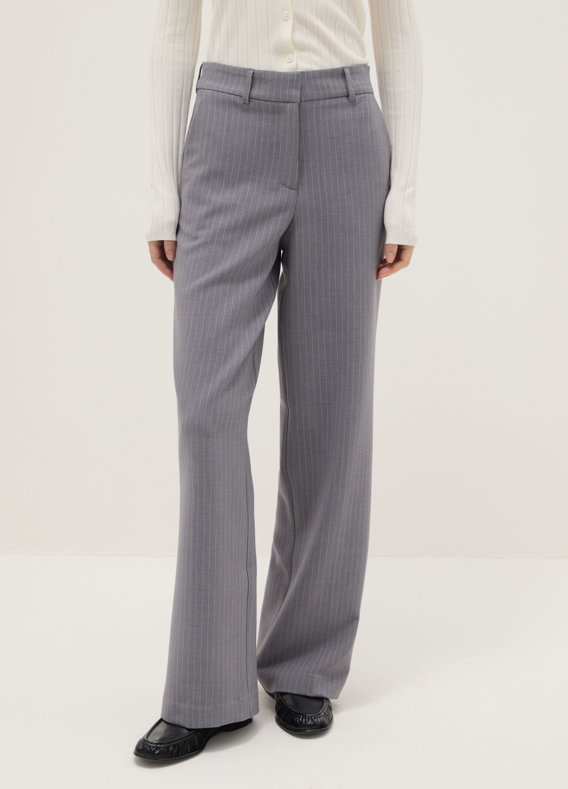 Straight multicolour striped trousers with comfortable fit