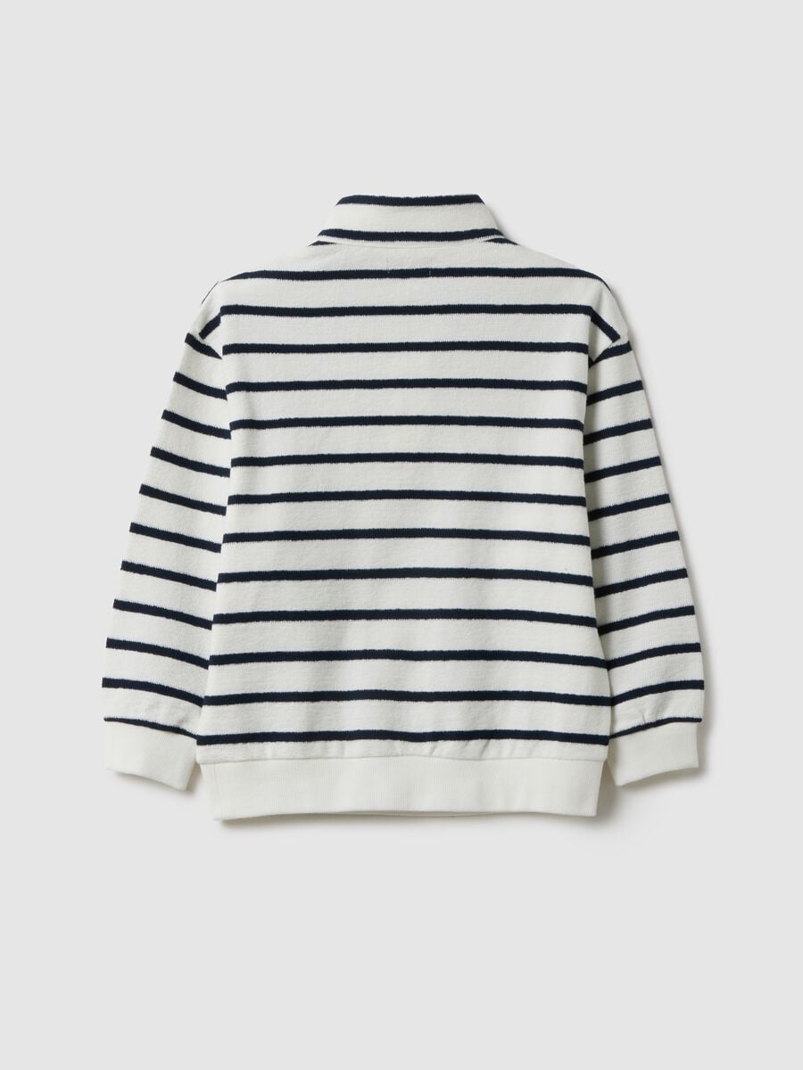 Kids' White Striped Sweatshirt with Half-Zip_1